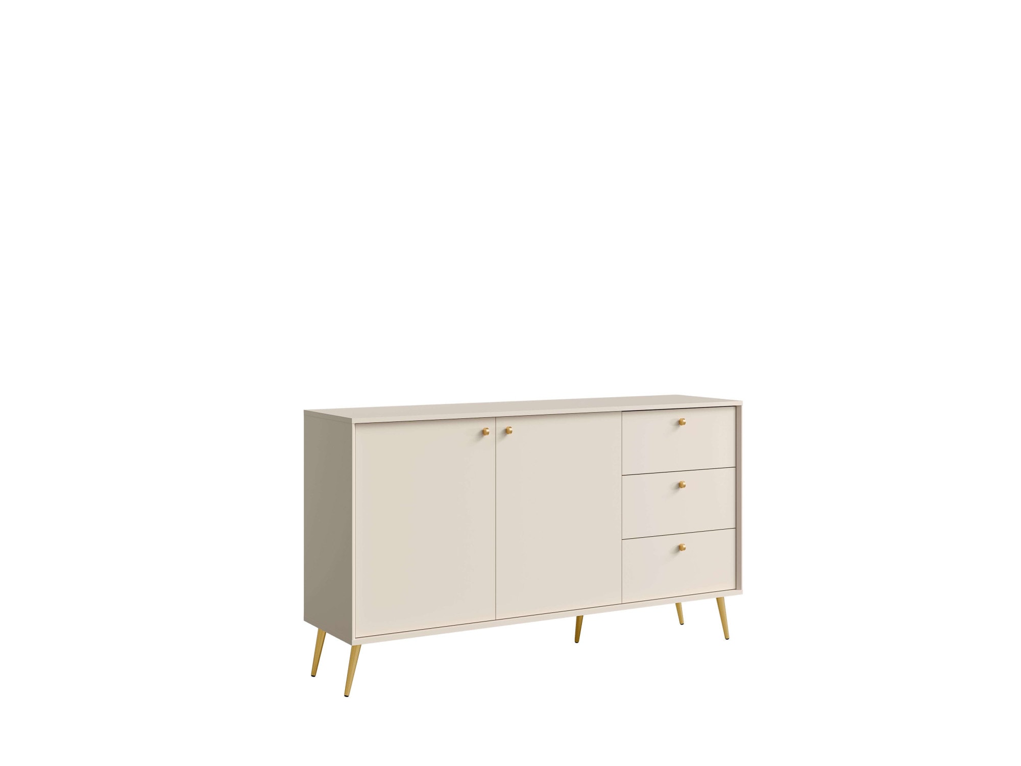 Home affaire Commode »ROMELIS Sideboard mit 3 Schubladen und 2 Türen, B/T/H: 156/40,5/89 cm« Beige Kommode mit goldenen Griffen auf goldenen Füssen, viel Stauraum