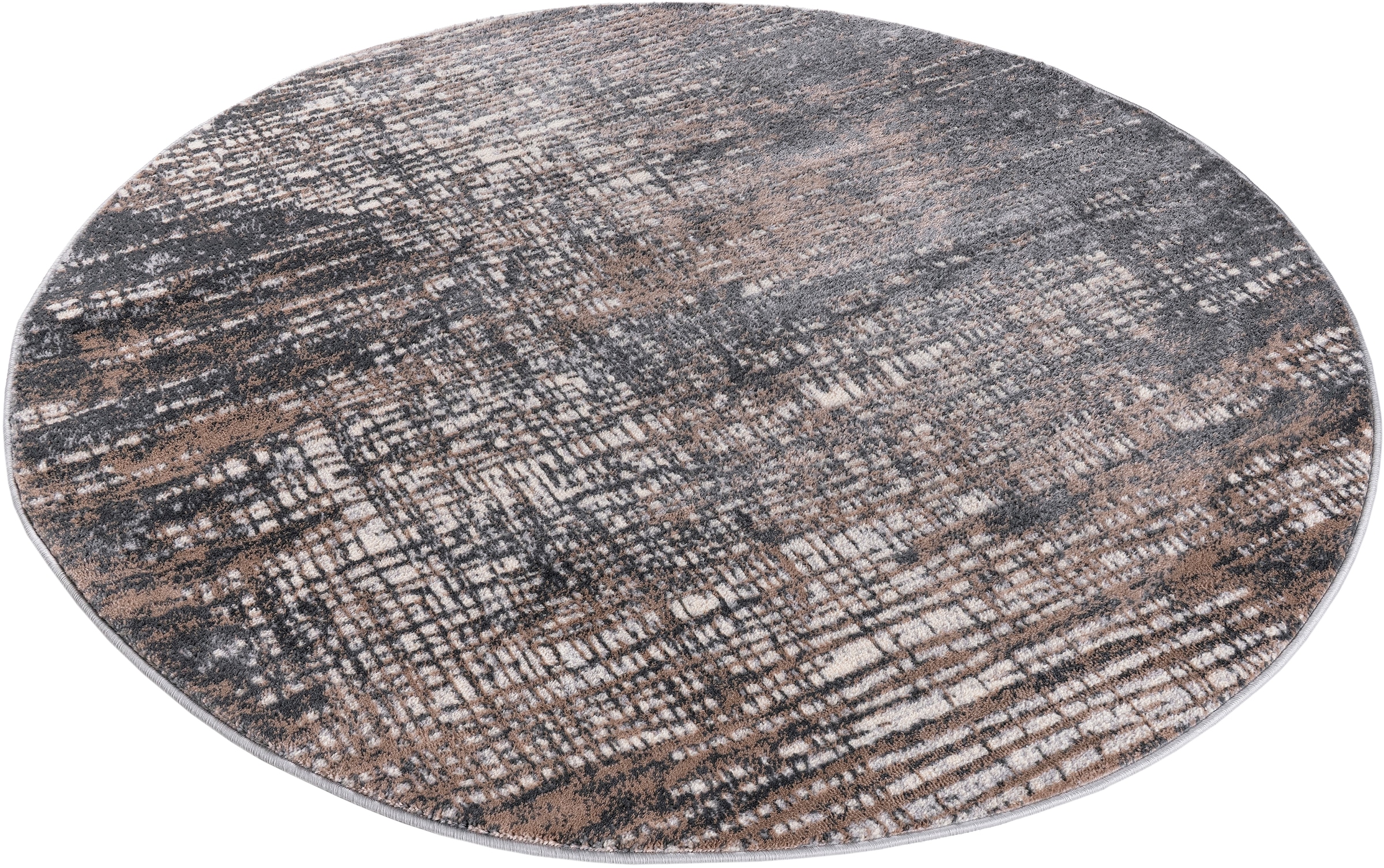 GOODproduct Tapis »Ariano, dezenter Glanz mit Hoch-Tief-Struktur« Rond 12 mm Höhe Vintage Design, Schrumpf Carving-Effekt, Wohnzimmer, Schlafzimmer