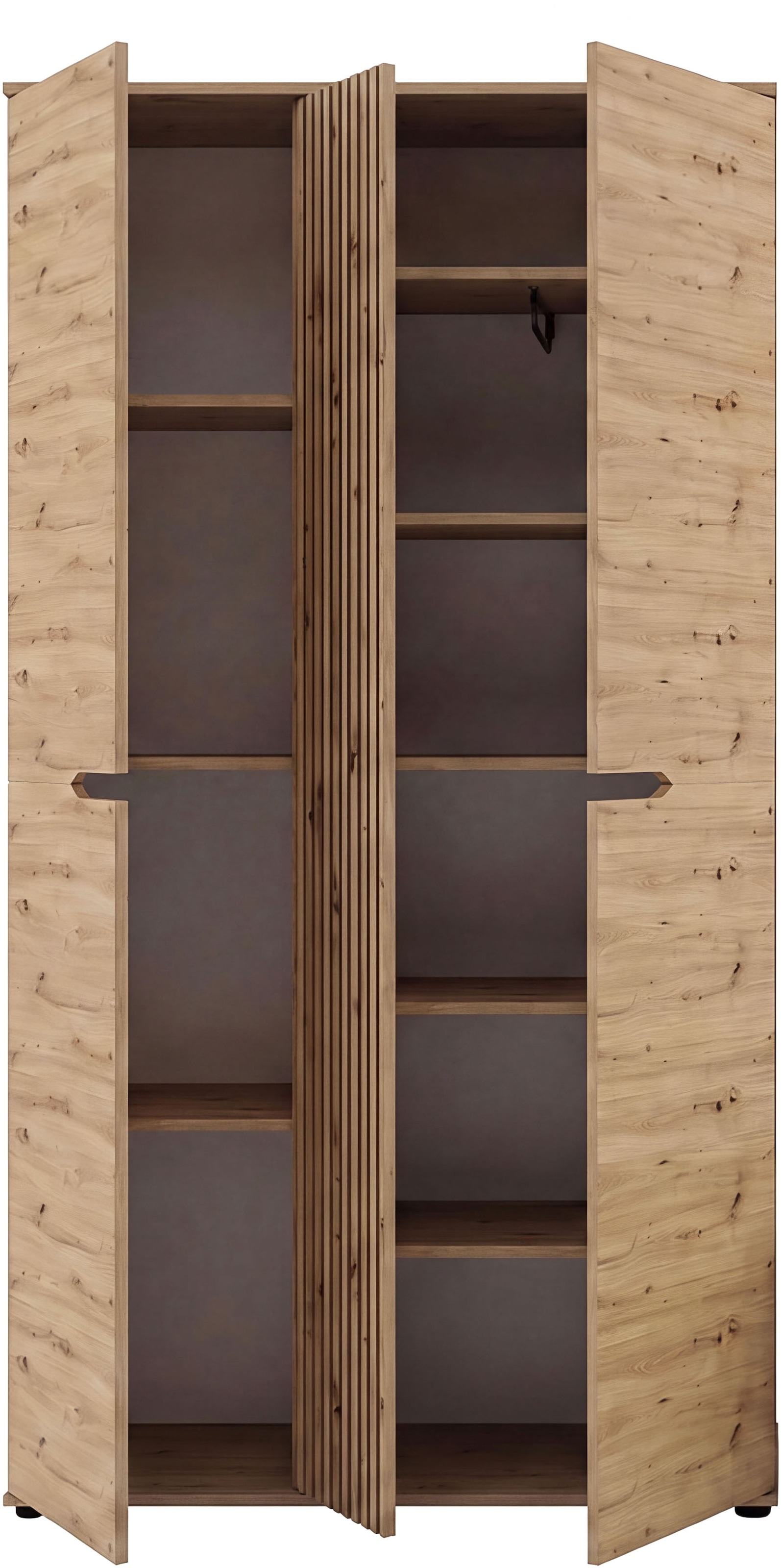 GOODproduct Garderobenschrank »FJELL, Breite 104cm, 3 Türen, 8 Böden, 10 Fächer, 1 Kleiderstange« Kleiderschrank, Schrank, Dielenschrank, Flurschrank, Mehrzweckschrank
