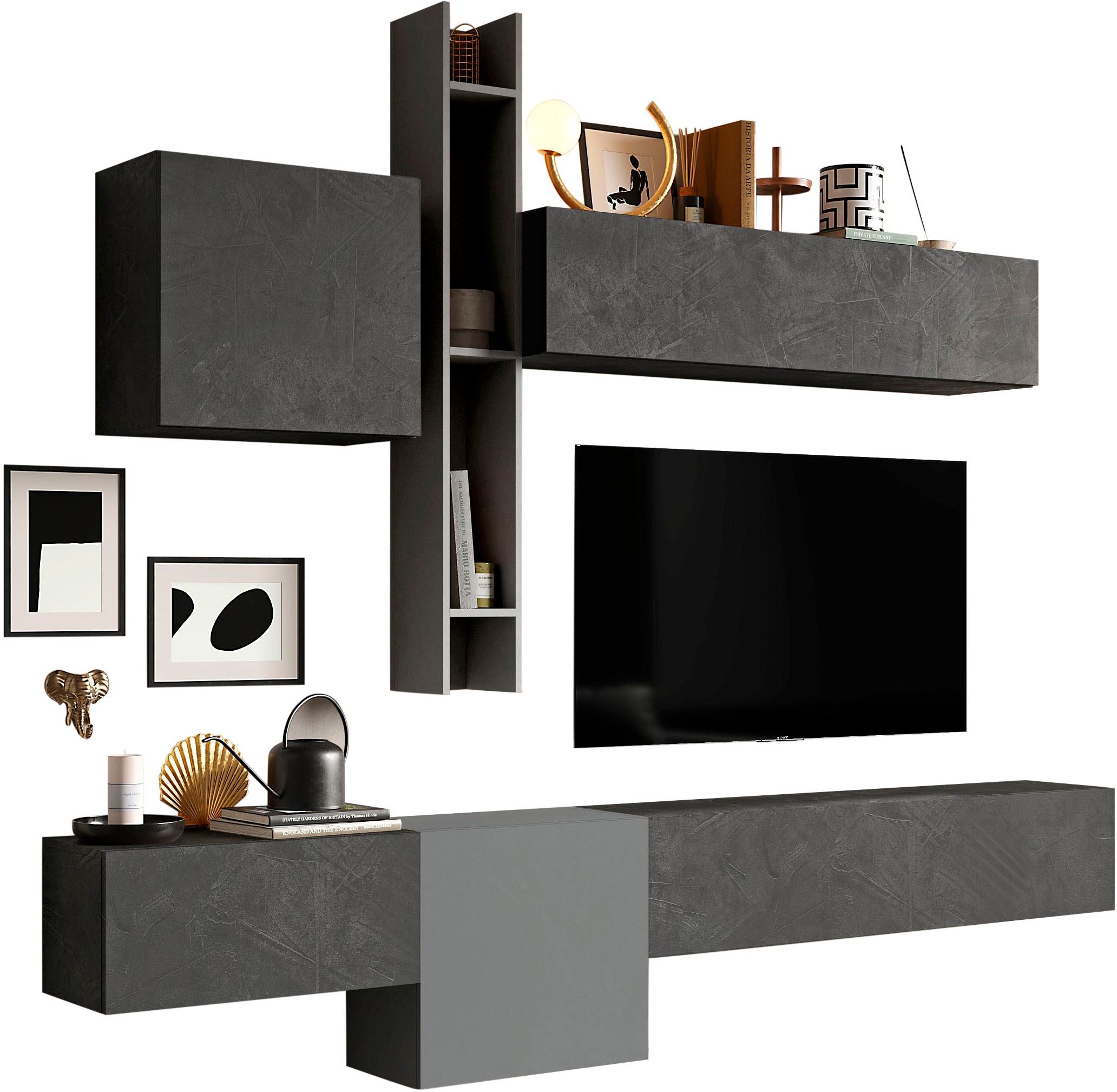 Home affaire Meuble mural »Infinity, 6tlg. Breite 262 cm, Höhe variabel, Schrankwand, Anbauwand« 6 cuis tlg.