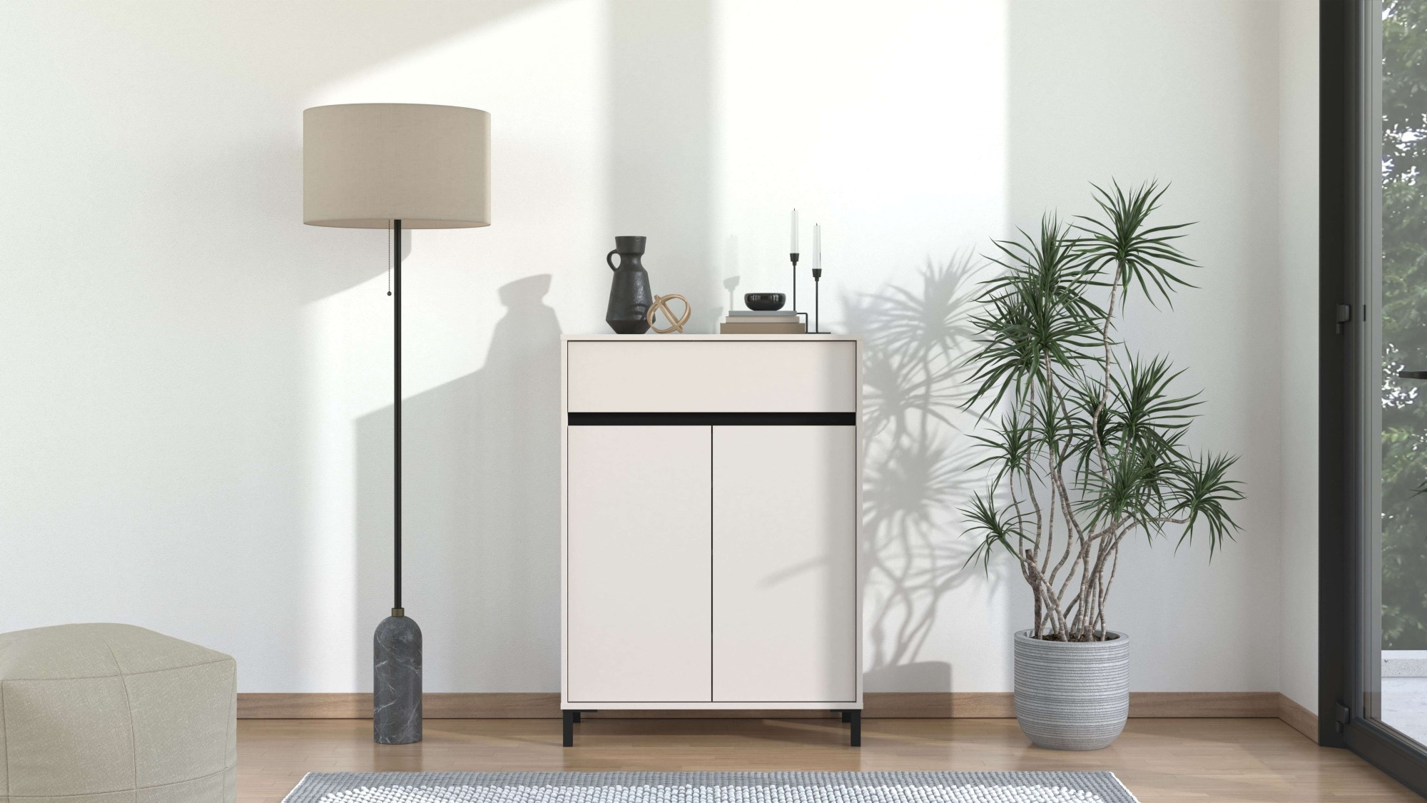 Home affaire Schuhkommode »Flannan, Schuhregal, Schuhschrank, Gesamthöhe 109,5 cm« 3 Einlegeböden, 4 Fächer und eine Schublade, Breite 80 cm, Kaschmir