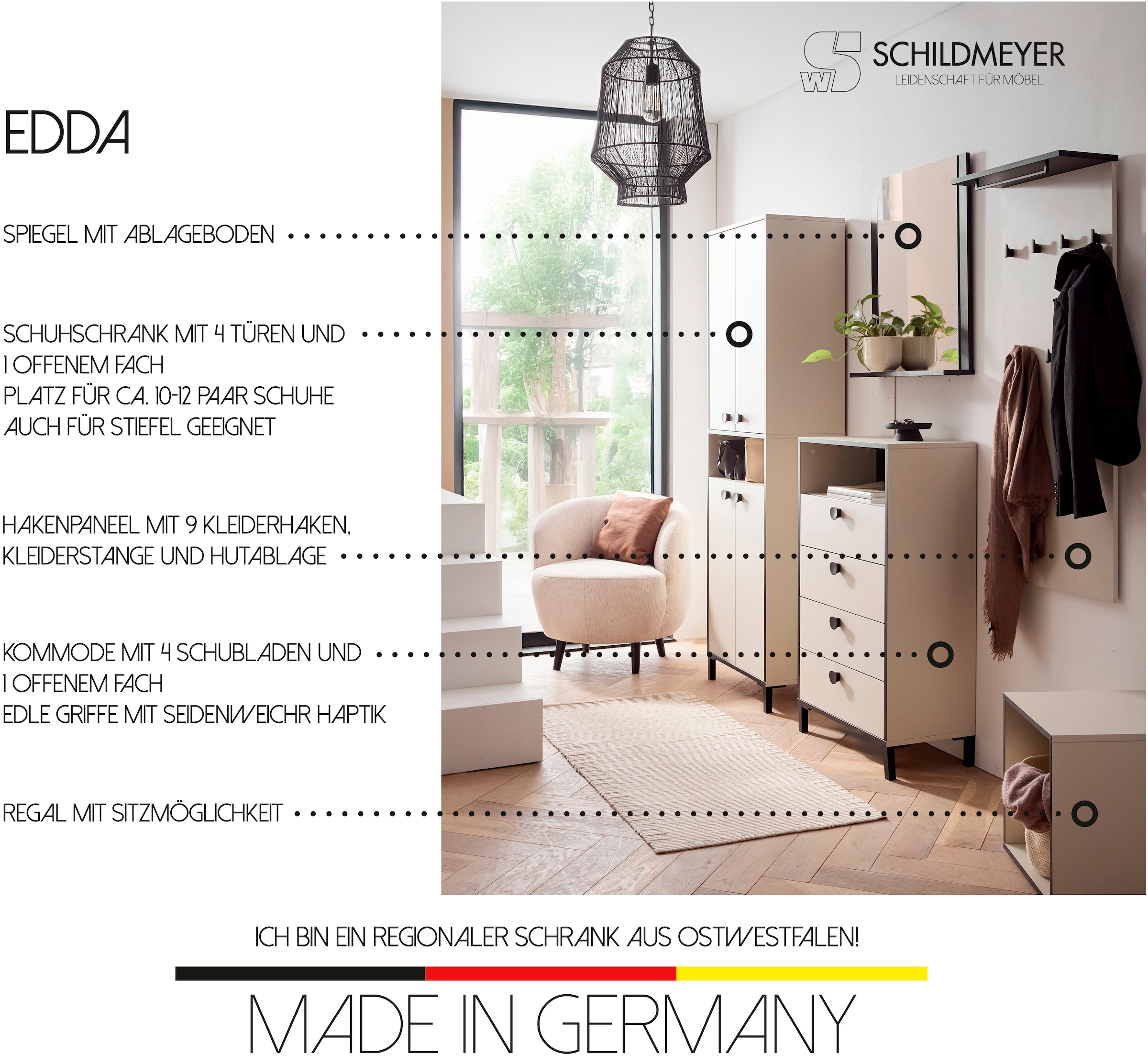 Schildmeyer Midischrank »Edda, Breite 60 cm, Metallgriffe« Made in Germany