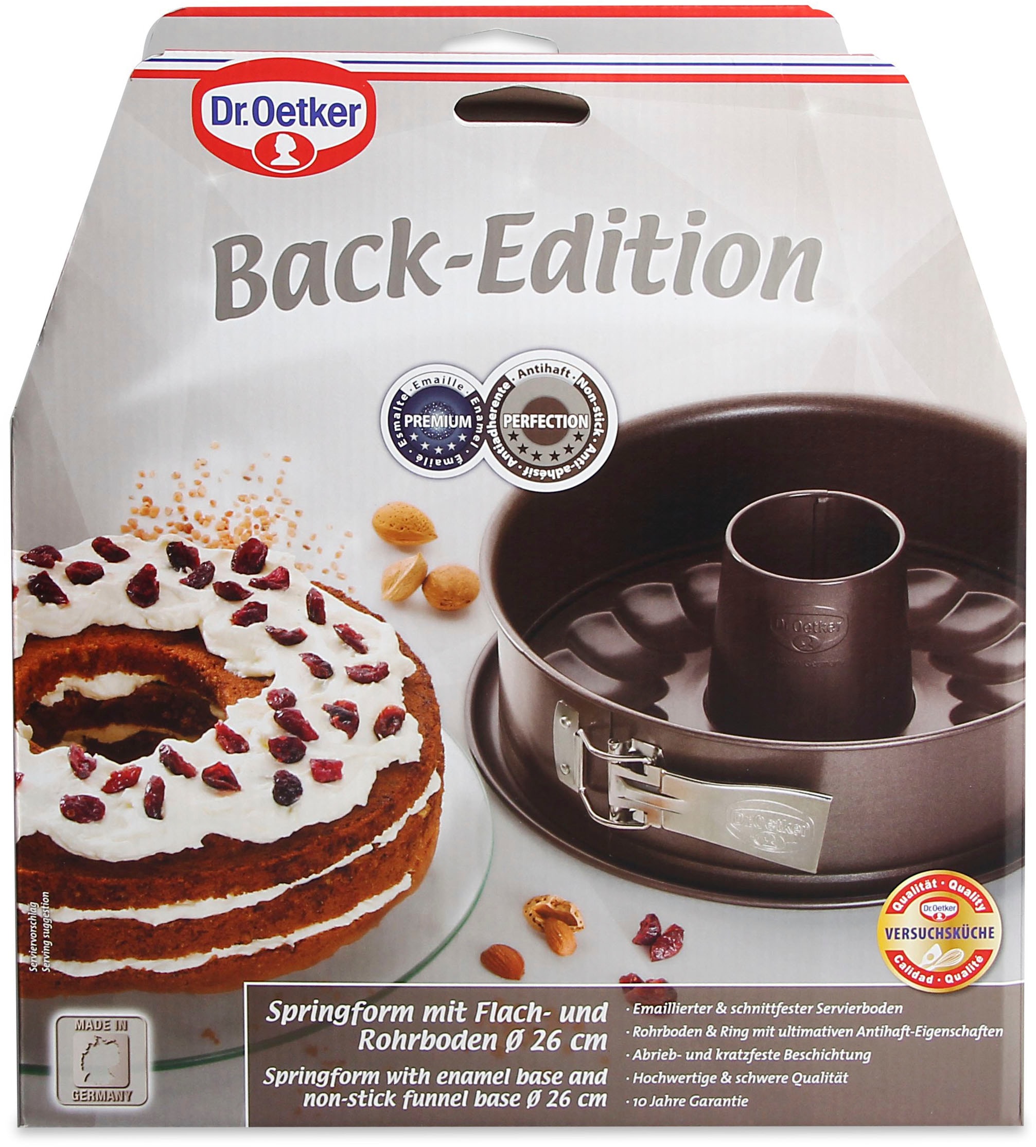 Dr. Oetker Küchenhelfer Springform »Back-Edition, mit Servier- & Rohrboden« Antihaft-Beschichtung, schnitt-& kratzfest, hitzebeständig bis 230°C