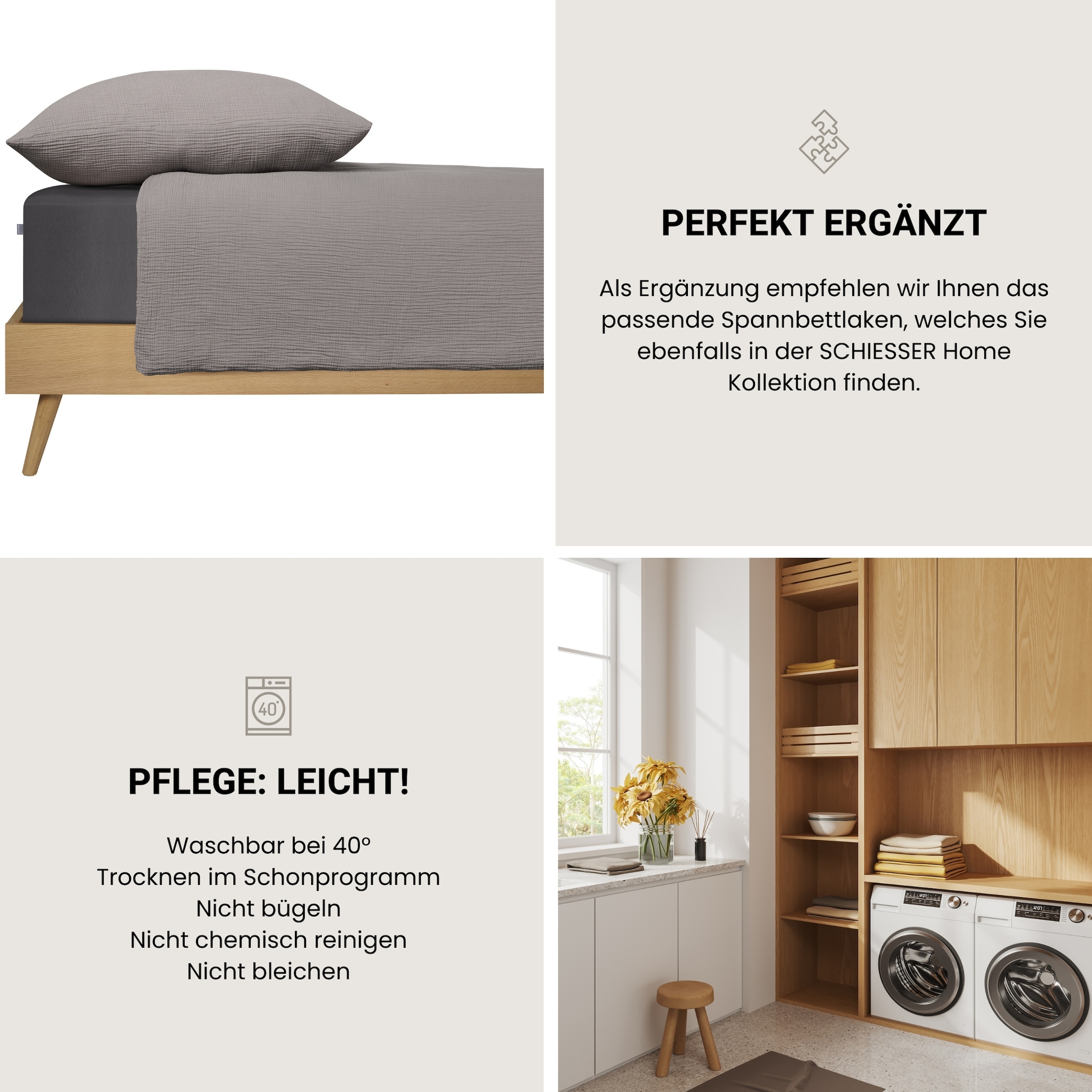 Schiesser Linge de lit »Molly aus supersofter Musselin-Qualität in gedeckten Farben« 2 cuis Made in Green