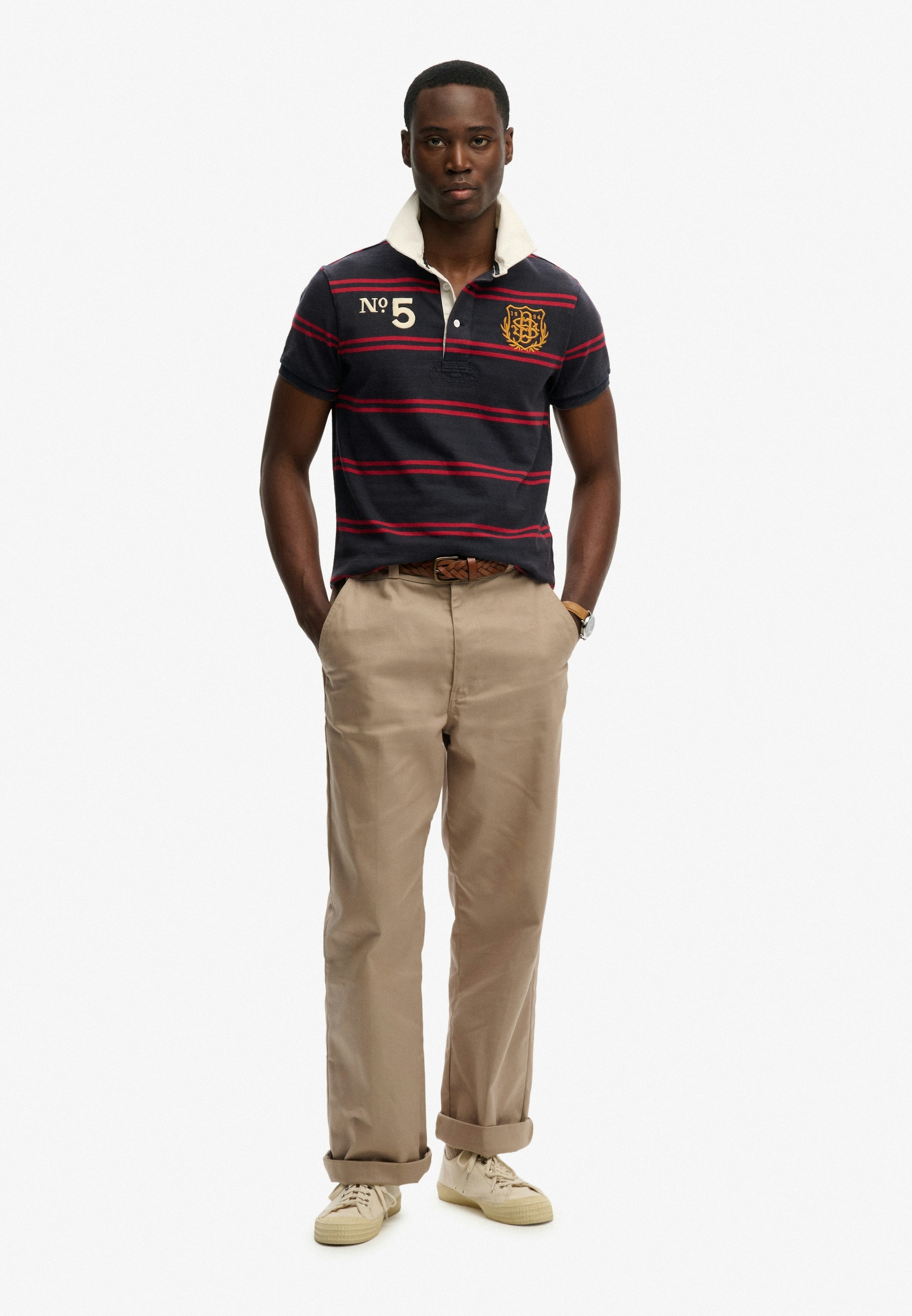 Superdry Polo »DOUBLE EMBLEM JERSEY SS RUGBY« dans le style rugby tendance