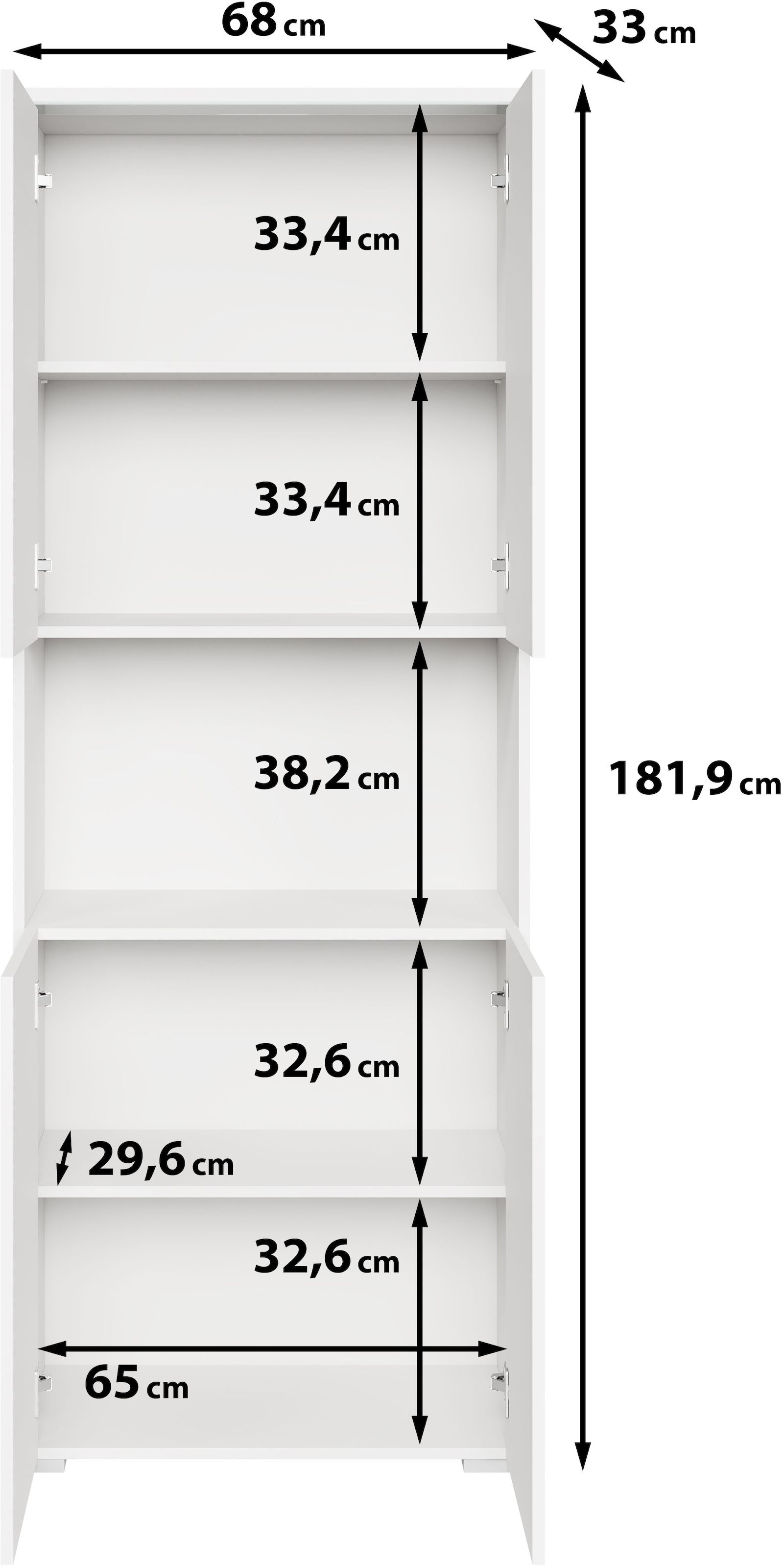 Home affaire Armoire de classement »Vera, Mehrzweckschrank mit LED-Beleuchtung« espace de rangement pratique avec étagères réglables en hauteur, H. 182 cm