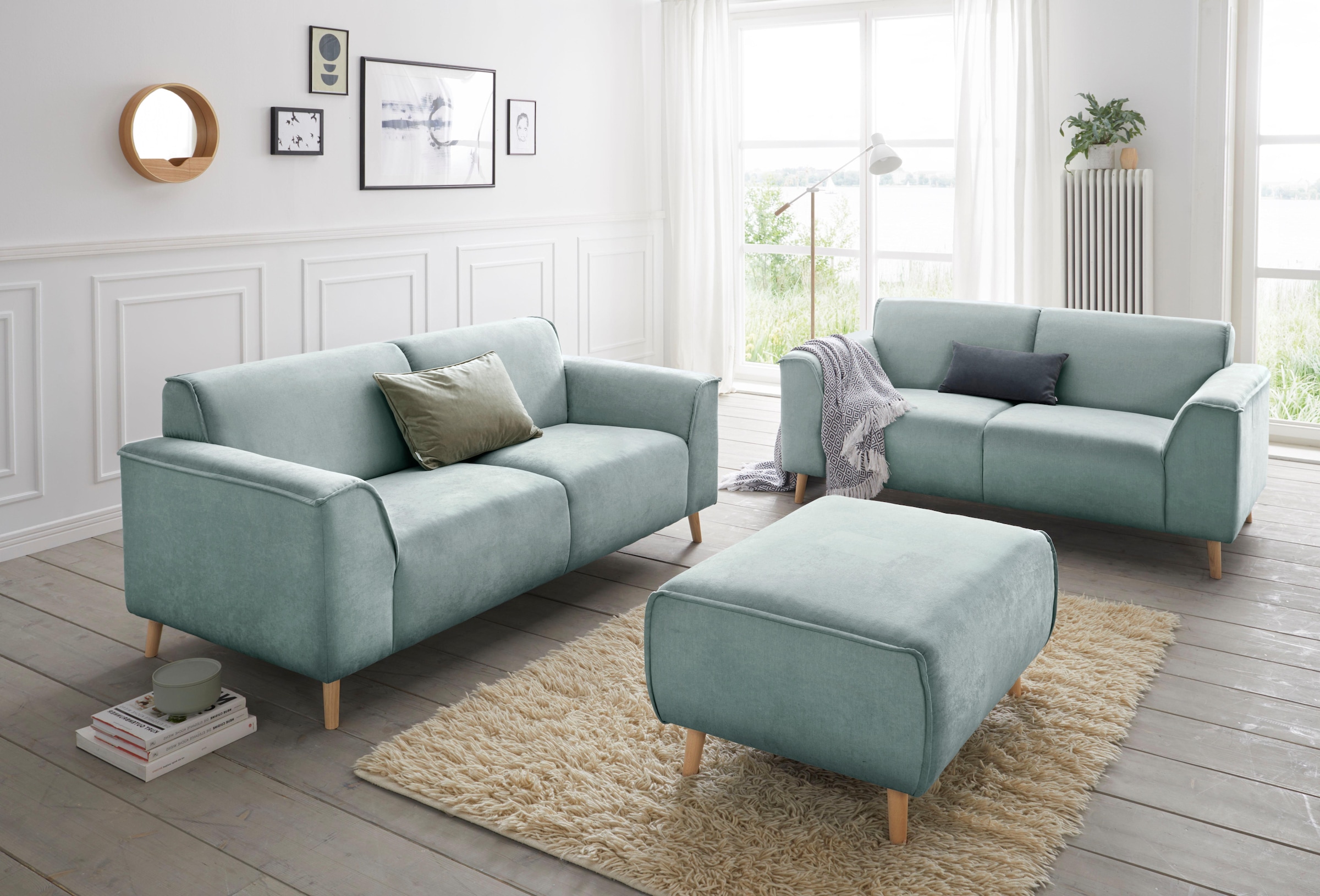 andas 2-Sitzer »Janek Scandic Design, elegant und zeitlos« mit Federkern und Keder in scandinavischem Design