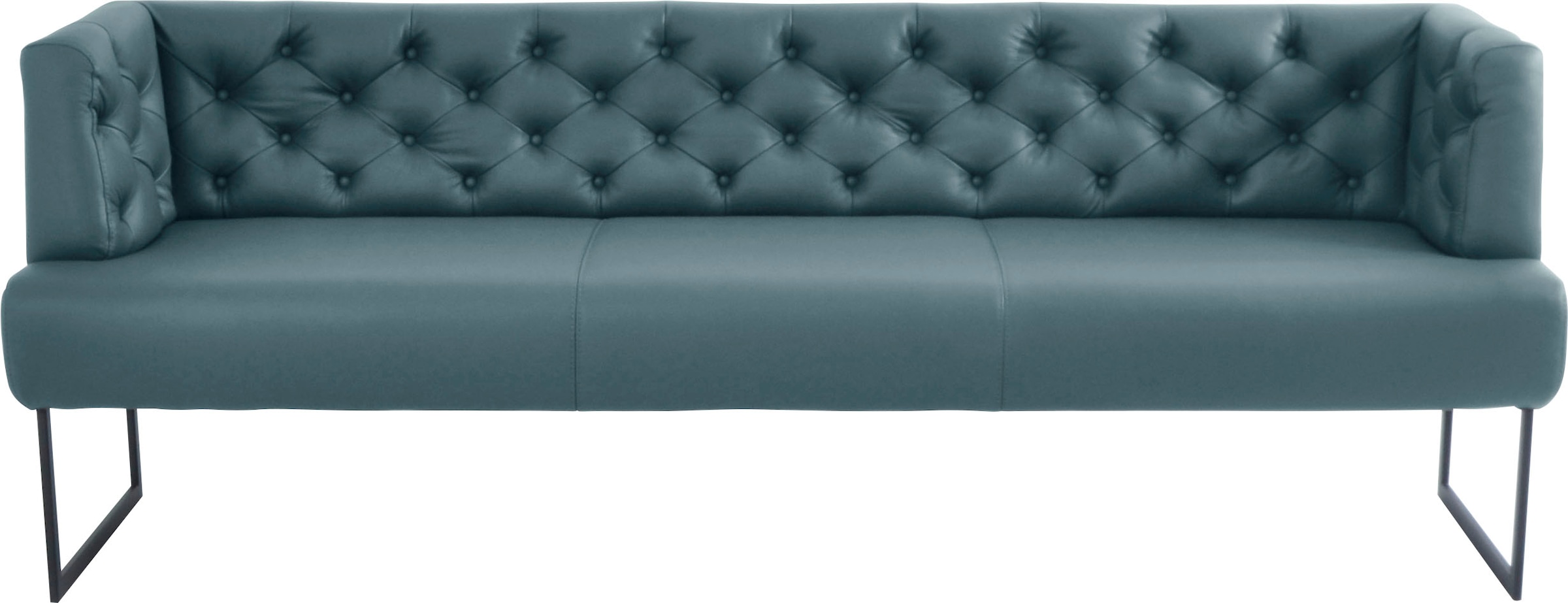 K+W Komfort & Wohnen Banc rembourré »Creso« style Chesterfield moderne, avec pieds patins noirs