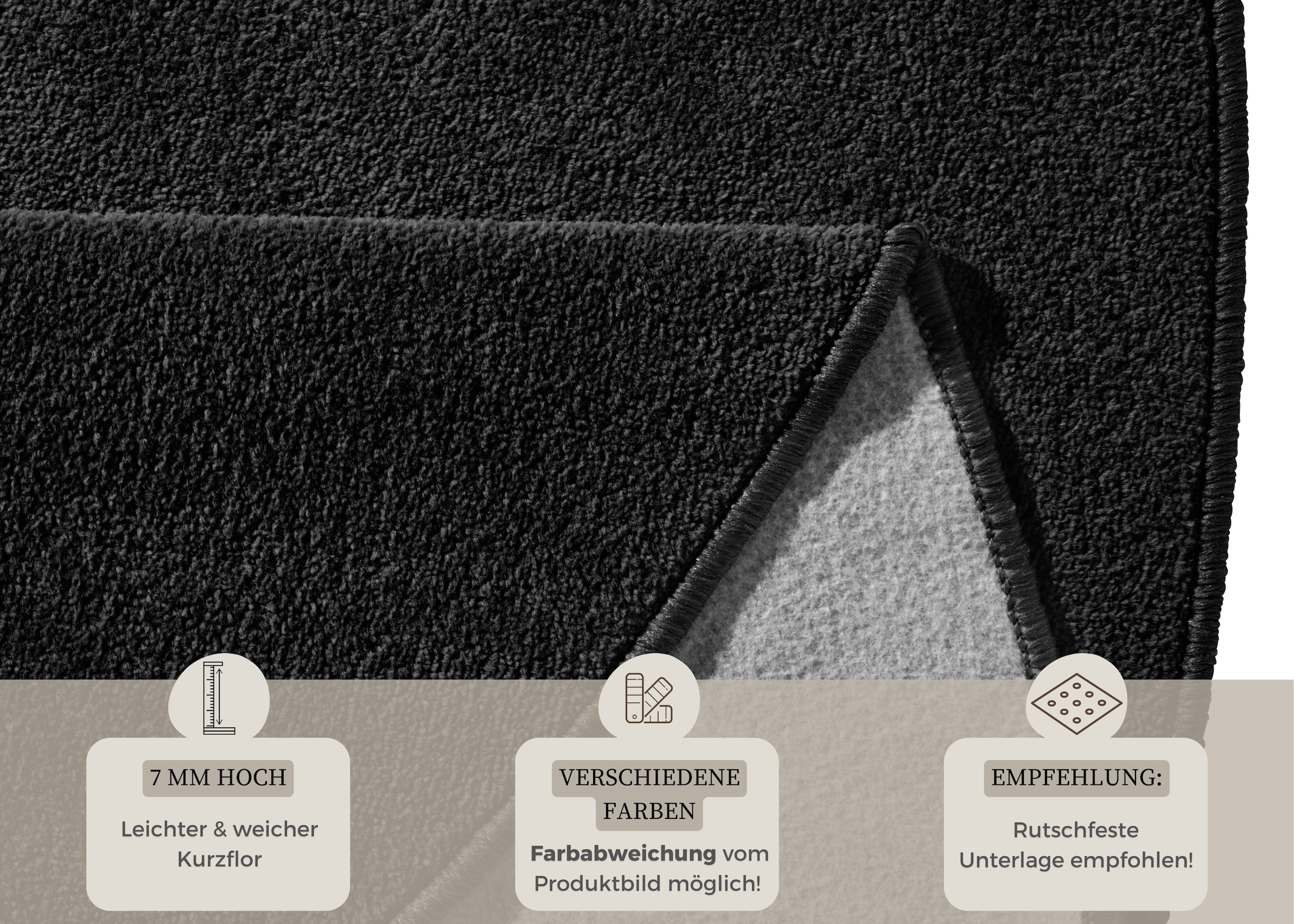 HANSE Home Teppich »Fancy« rund 7 mm Höhe Kurzflor, Weich, Einfarbig, Wohnzimmer, Schlafzimmer, Esszimmer