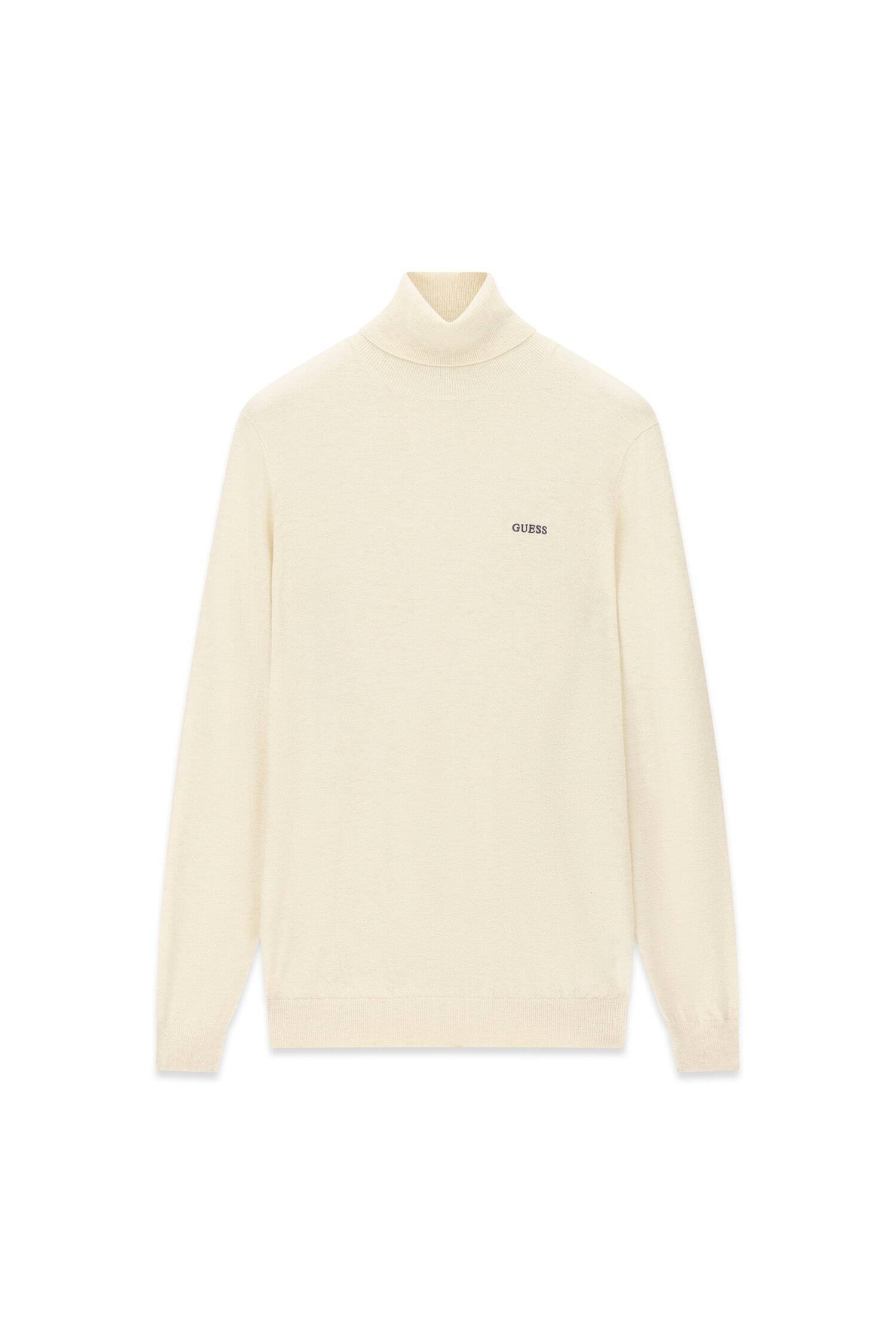 Guess Pull à col roulé mit Seide und Wolle, Regular Fit, Logo-Schriftzug
