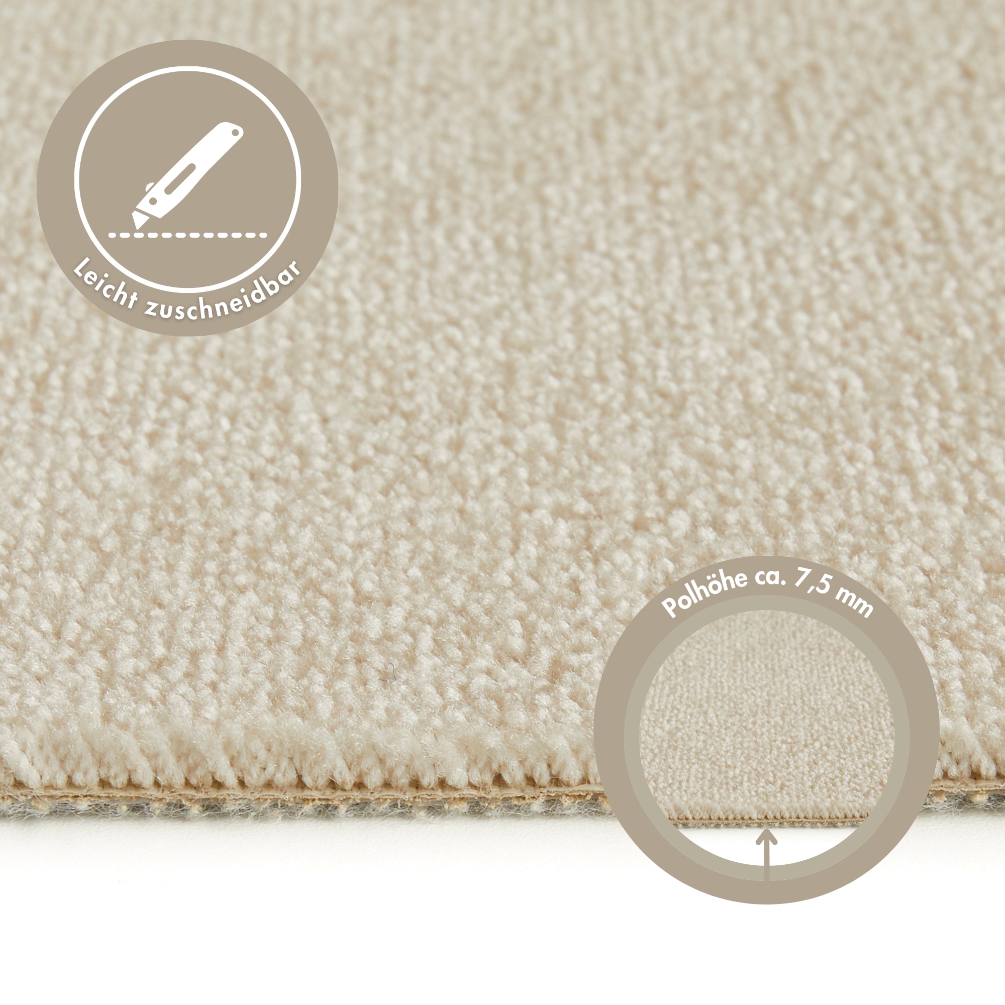 Andiamo Teppichboden »Levin, Velours, Gesamthöhe 10 mm, Luxusklasse LC2« rechteckig Uni Farben, Breite 400 cm oder 500 cm, weiche Qualität