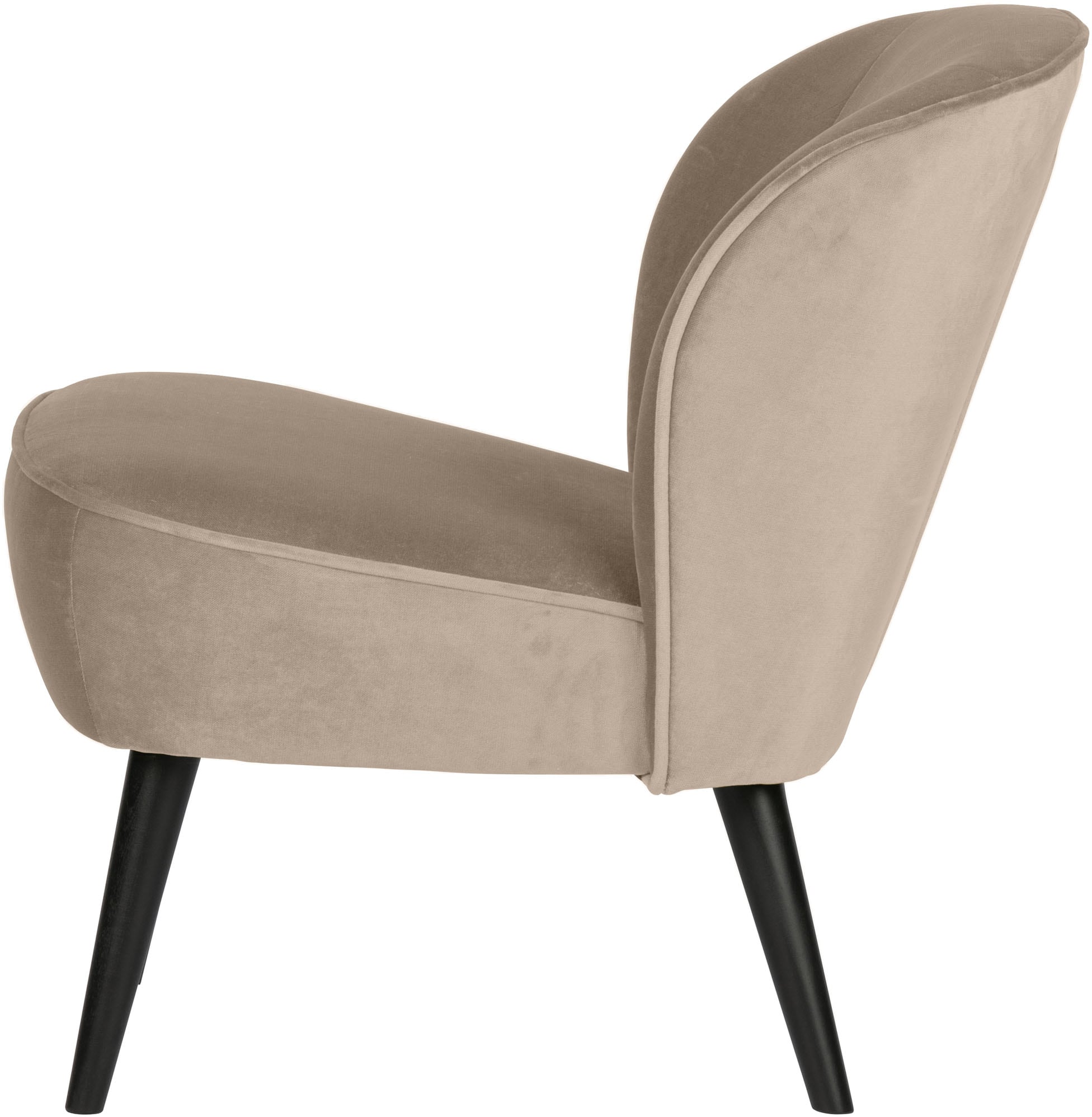 WOOOD Sessel »Sara Bezug mit Birkenholzbeinen, mittlere Sitzhöhe, H71 x B59 x T70 cm« Velvet bezug, Tragkraft 90 kg, Maximale Verschleissfestigkeit
