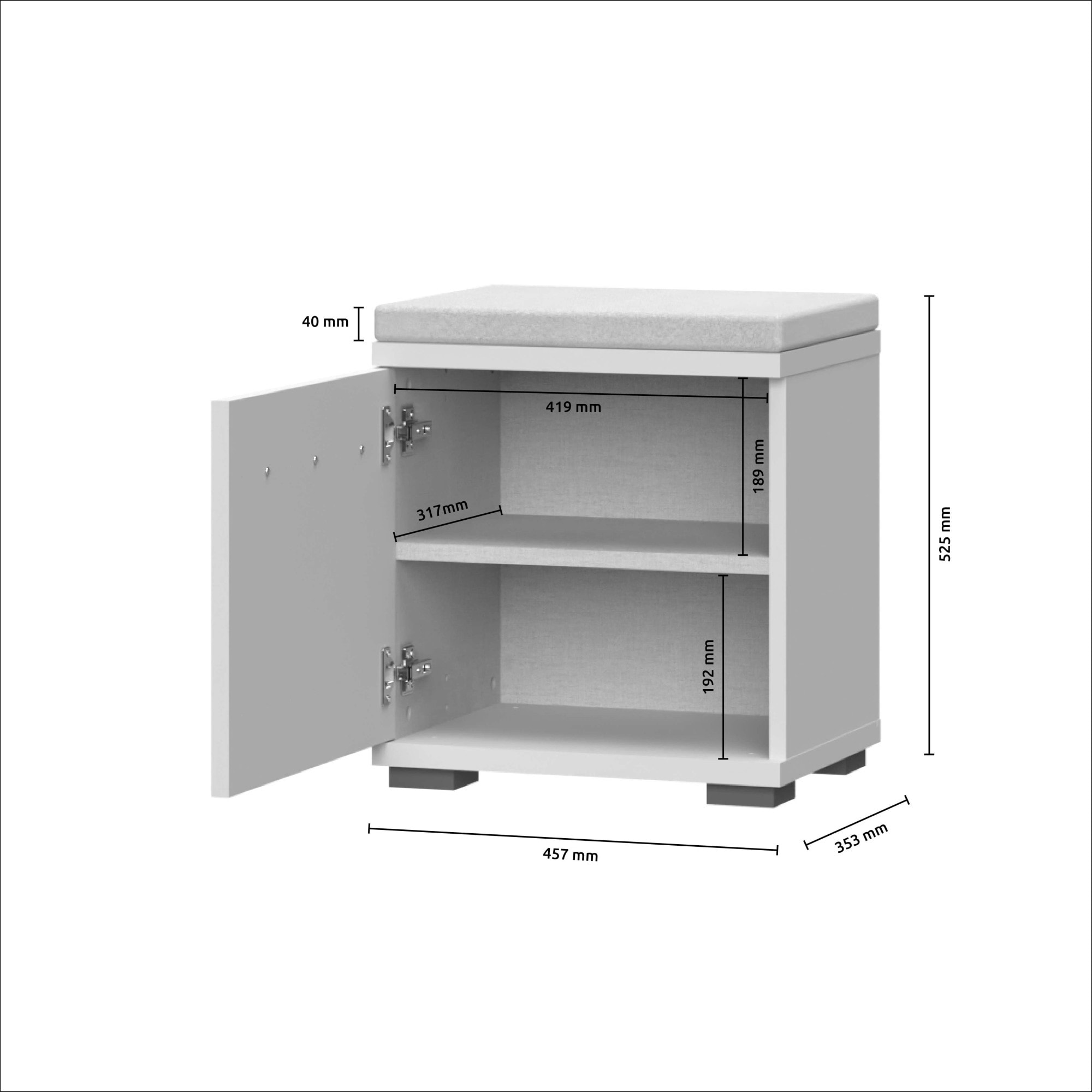 GOODproduct Banc à chaussures »Opera, Schuhschrank, Schuhregal, Schuhtruhe, Breite 46 cm« 1 cuis tlg. avec coussin d'assise, laqué UV, ferrures de haute qualité, couleur cachemire
