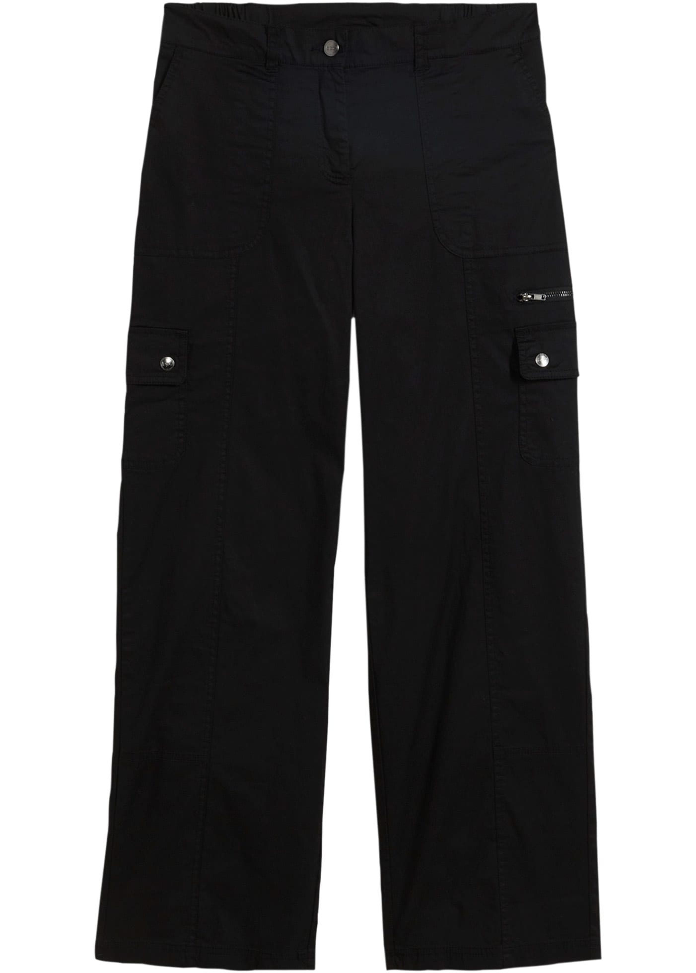 bonprix Pantalon cargo  en coton avec élasthanne, coupe large, coupe régulière