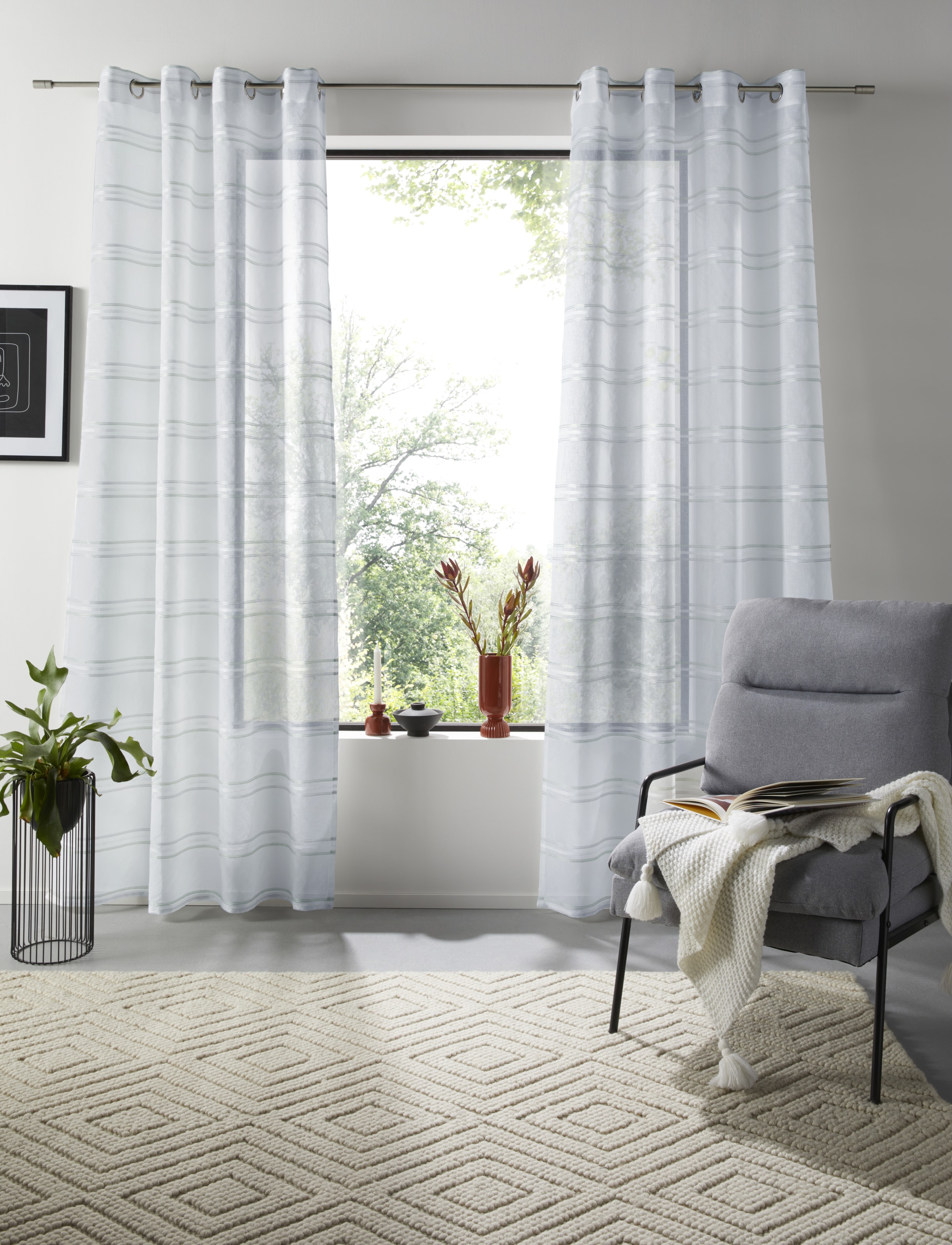 GOODproduct Rideau »Sirii« Œillet 1 cuis tlg. Halbtransparent, angenehme Haptik, mit Streifen, modern