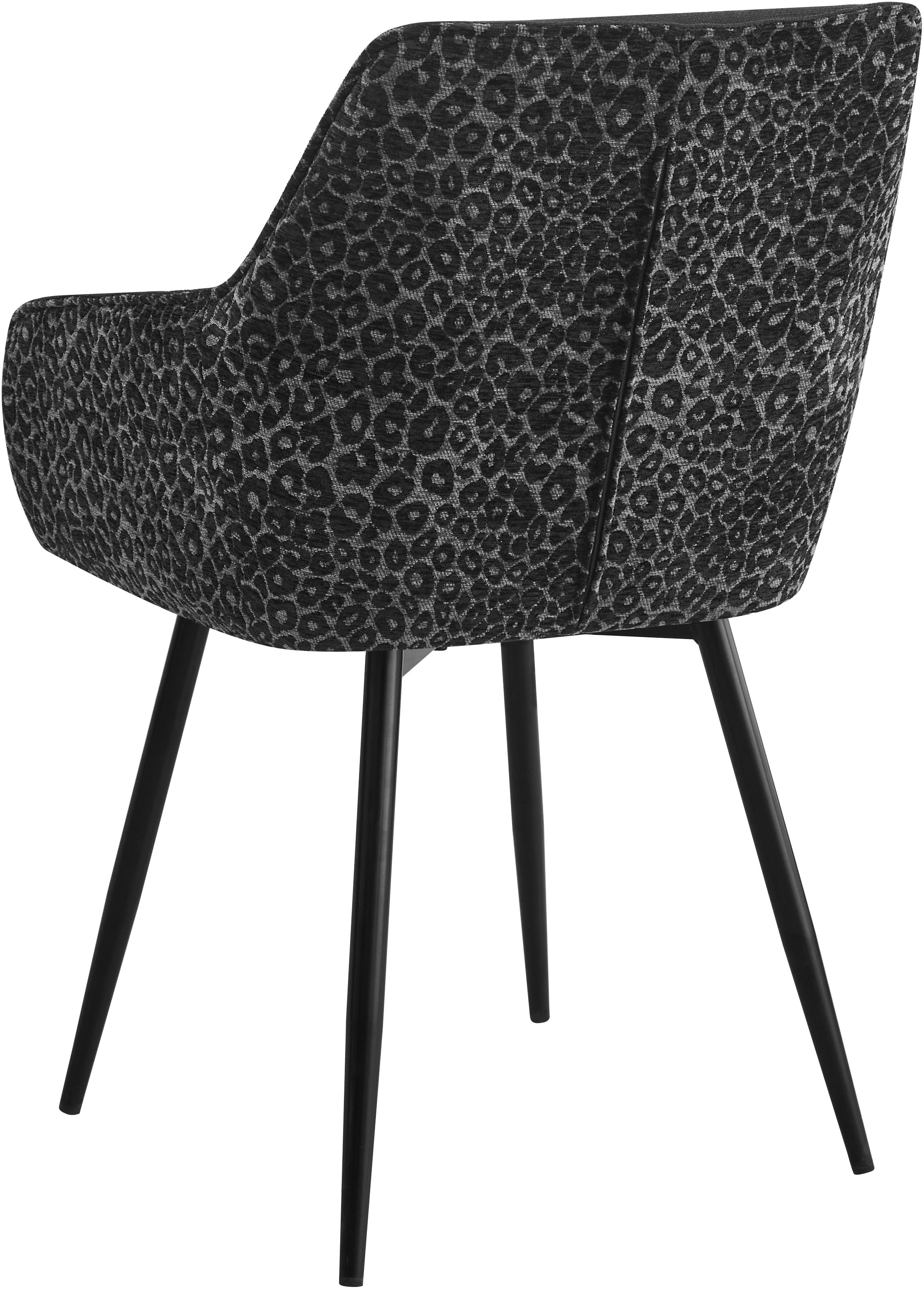 GOODproduct Chaise de salle à manger »Lincoln« (Ensemble) 2 cuismoderner Stuhl mit Leopardenlook, Webstoff und 360°-Drehfunktion