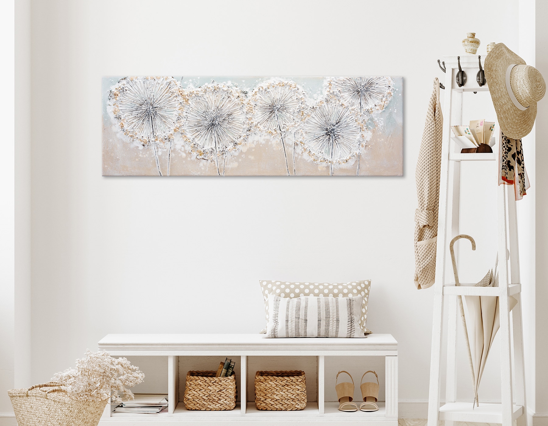 Bönninghoff Peinture à l'huile »handarbeit PUSTEBLUMEN 40x120 cm – Wandbild Kunst Deko« Fleurs 1 cuis tlg. fabriqué à la main, chaque tableau est unique