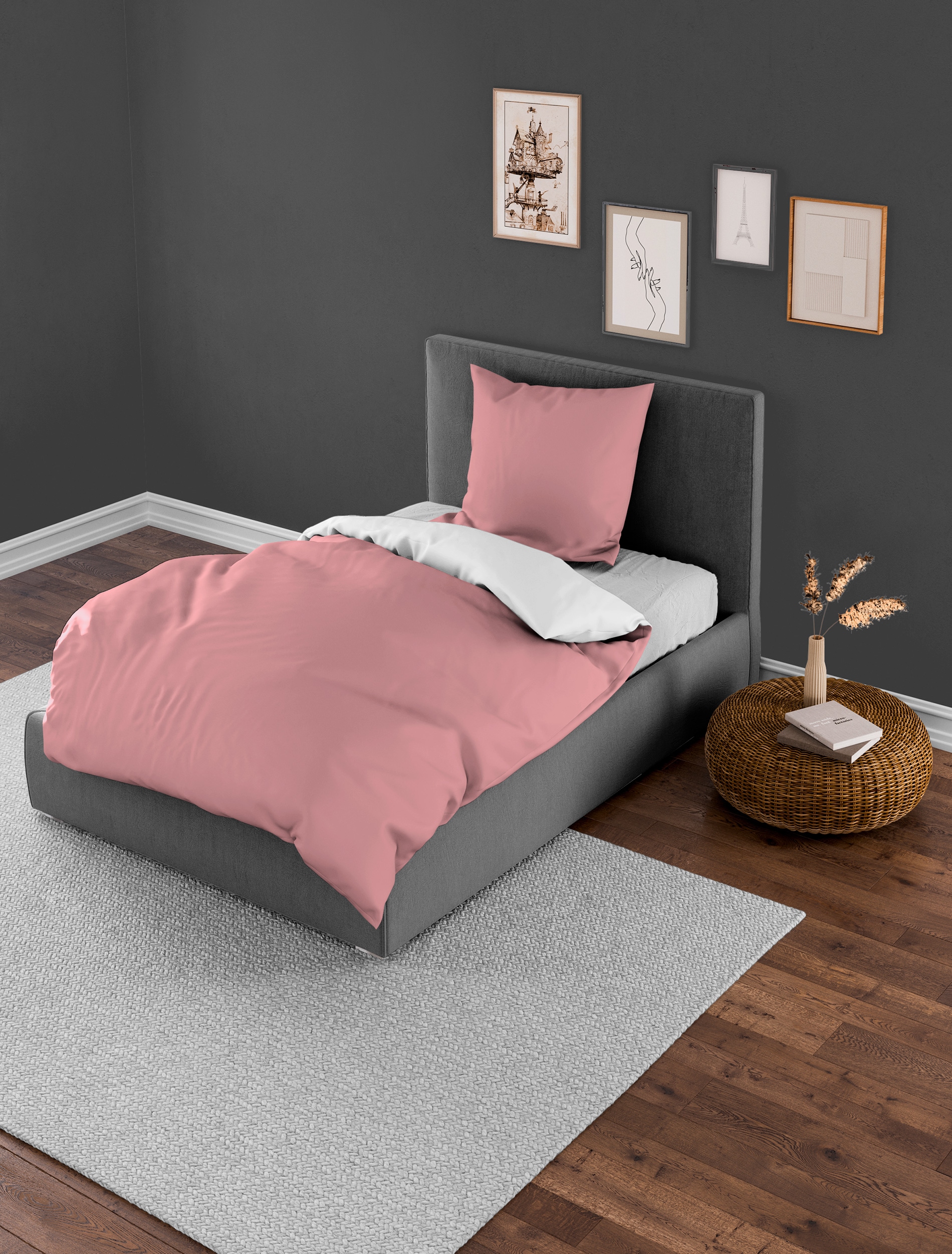 BIERBAUM Linge de lit réversible »Modern Uni in Gr. 135x200 oder 155x220 cm« 2 cuis design uni moderne : look simple et élégant pour chaque chambre