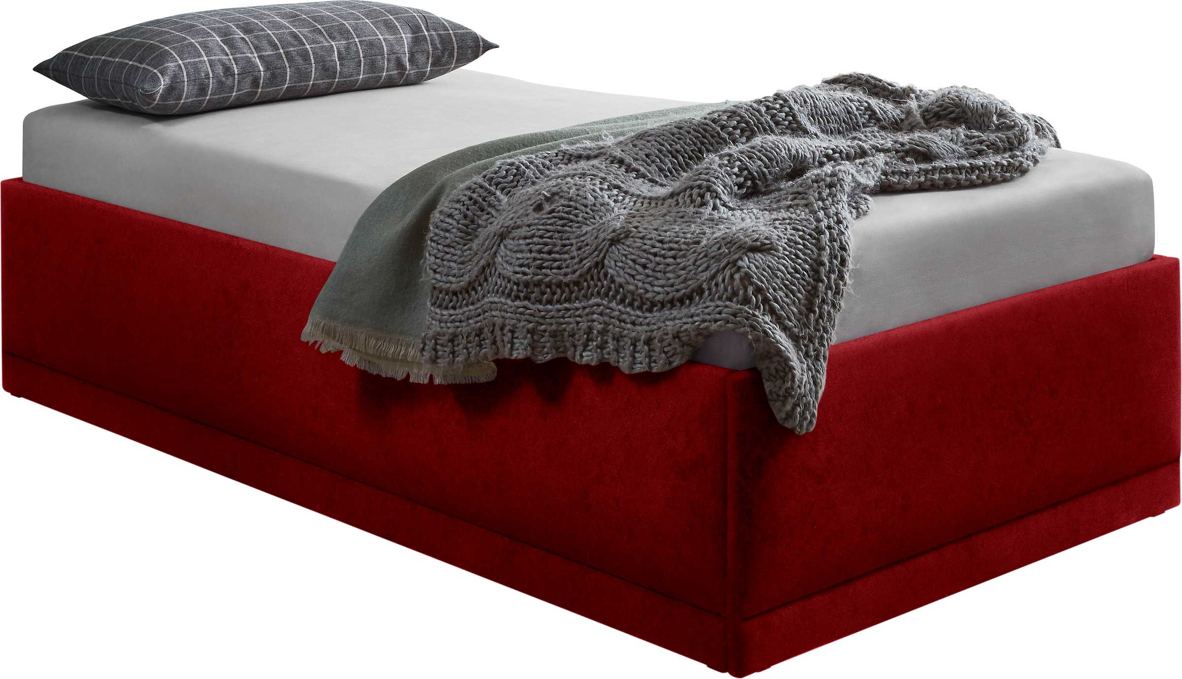 Westfalia Schlafkomfort Lit rembourré »Texel« hauteur confort avec coussins décoratifs, coffre à lit pour version avec matelas