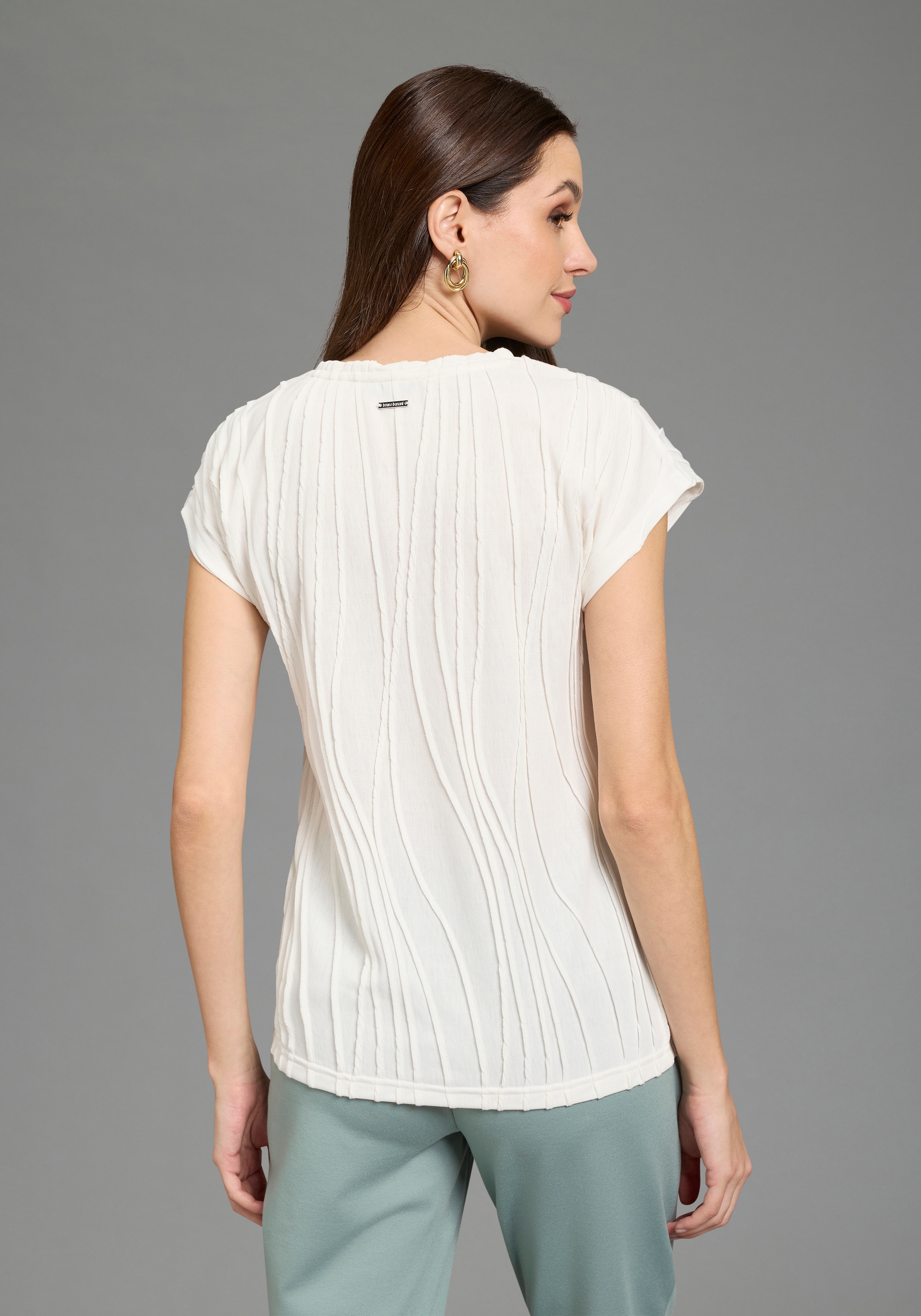 Bruno Banani T-shirt en V mit V-Ausschnitt und Strukturmuster