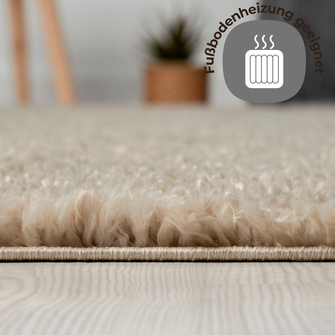 GOODproduct Tapis à poils longs »Banji« Rond 37 mm Höhe Uni Farben, weich und flauschig, auch als rechteckig erhältlich