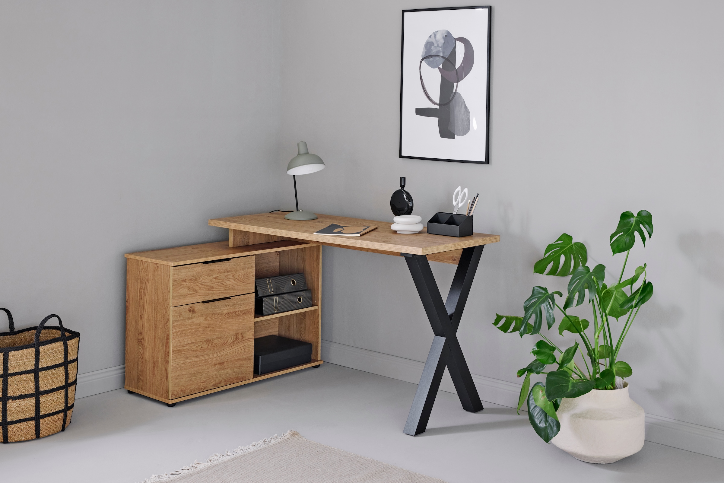 Jahnke Eckschreibtisch »X-CLUB C 40 E« 1 Stk. tlg. Eckschreibtisch, wechselseitig montierbar, X-Gestell