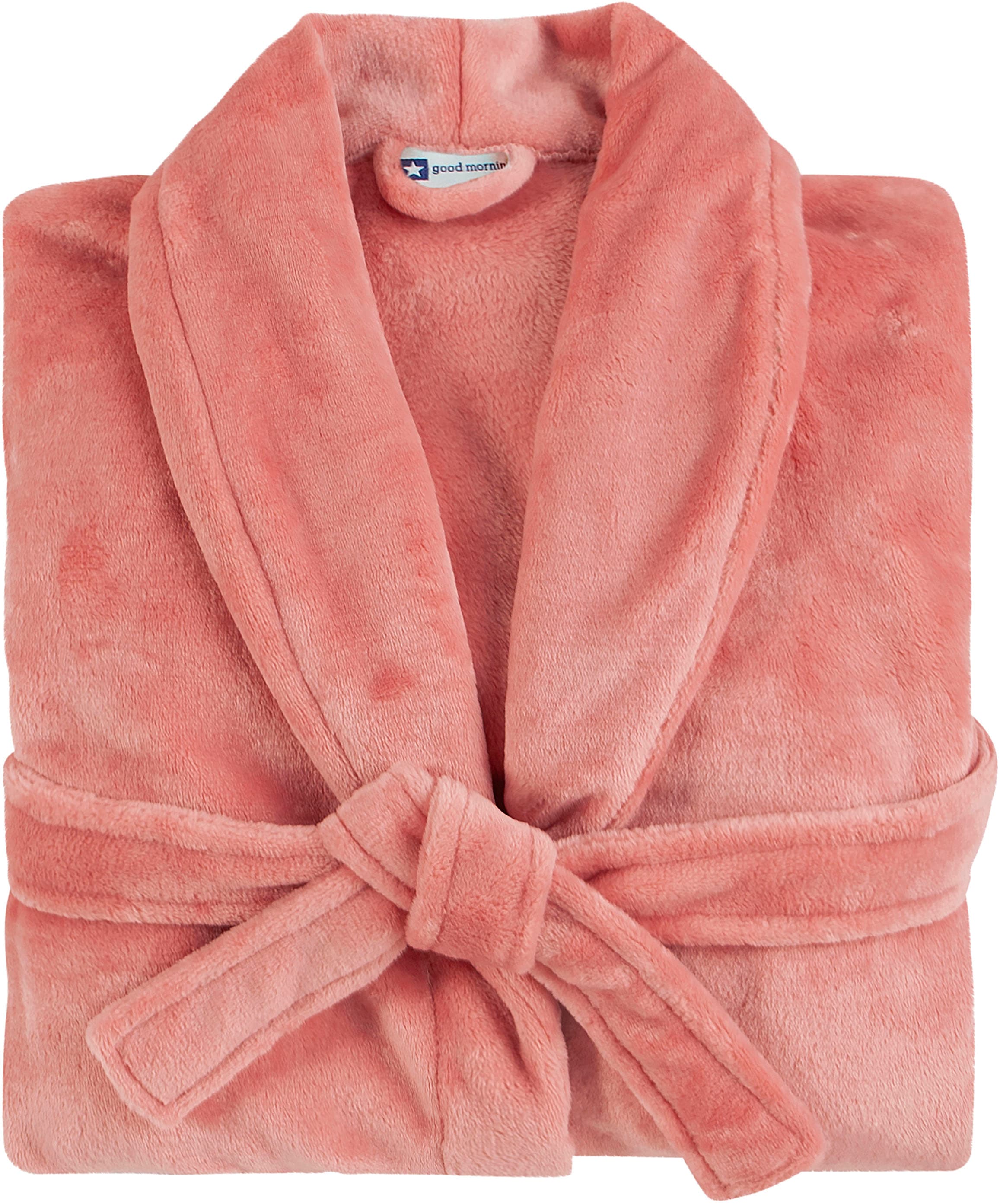 good morning Peignoir de bain »Good morning Bathrobe uni« Packung, 1x Bademantel, 1 cuis tlg., Schalkragen, Gürtel, Taschen, Damen & Herren, Velours, Glanz,