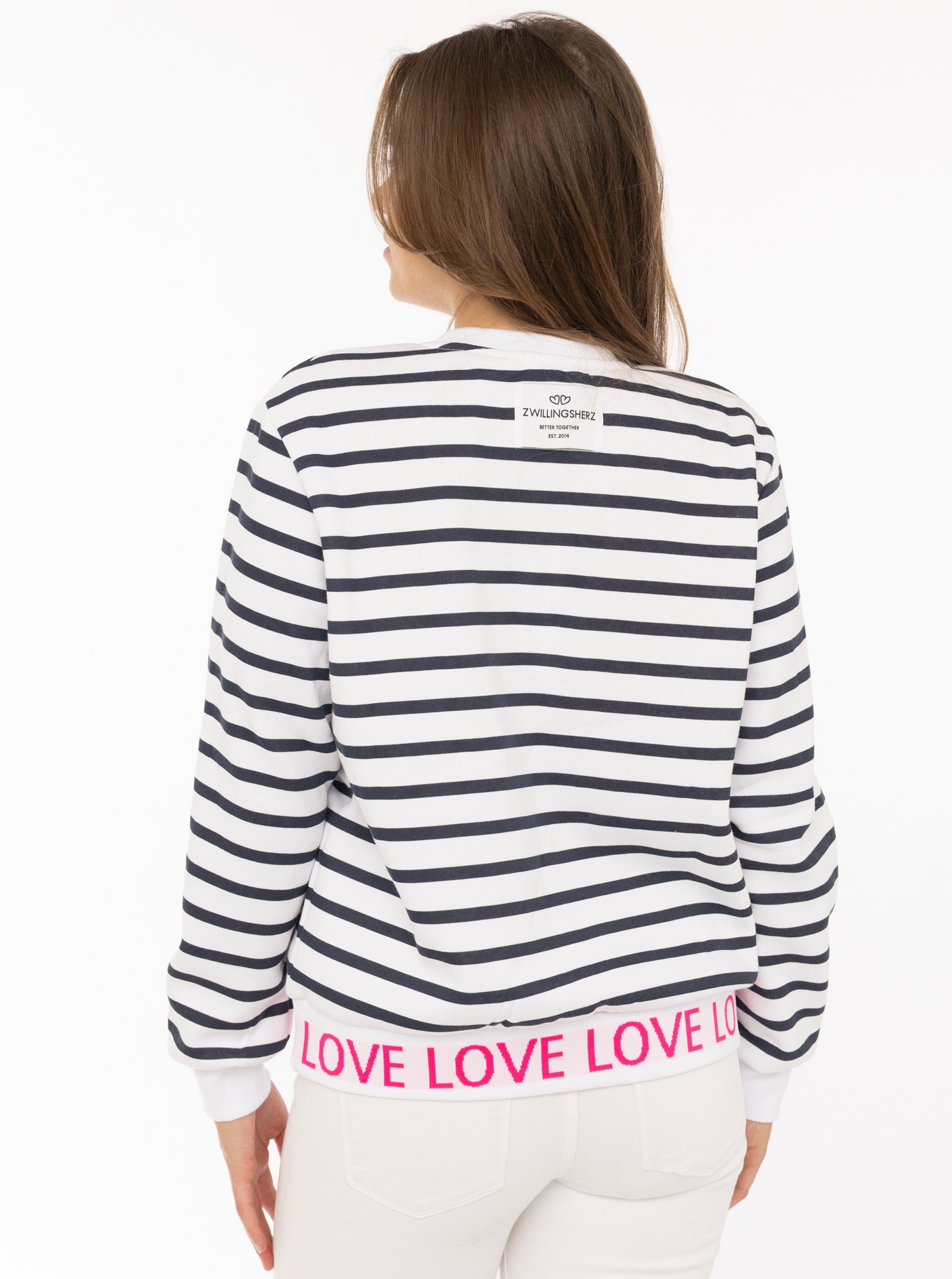 Zwillingsherz Sweat-shirt »"Love Love Love"«, rayé, col rond, poignets élastiques avec inscription Love

