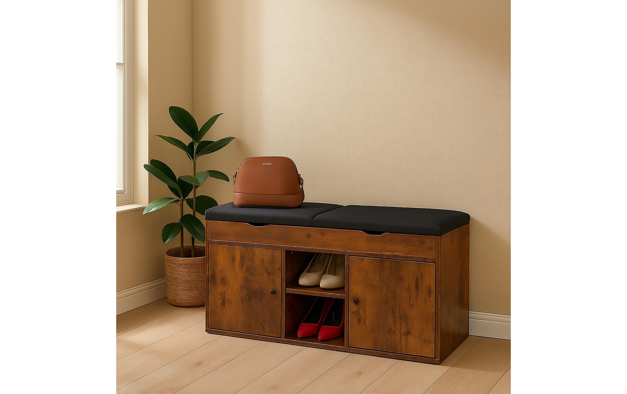 relaxdays Schuhschrank »mit Sitzfläche, 100 x 49.5 cm«