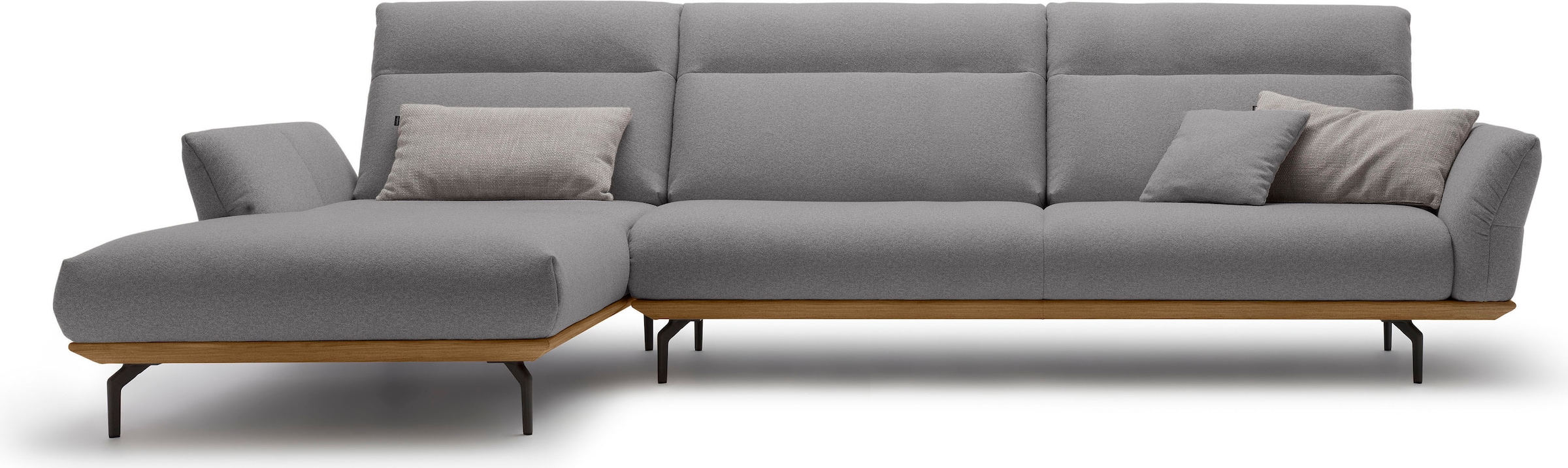 Creation BY ROLF BENZ Canapé d'angle »CR.460 Designsofa mit erstklassigem Sitzkomfort« socle en noyer, pieds d’angle en gris ombre, largeur 338 cm