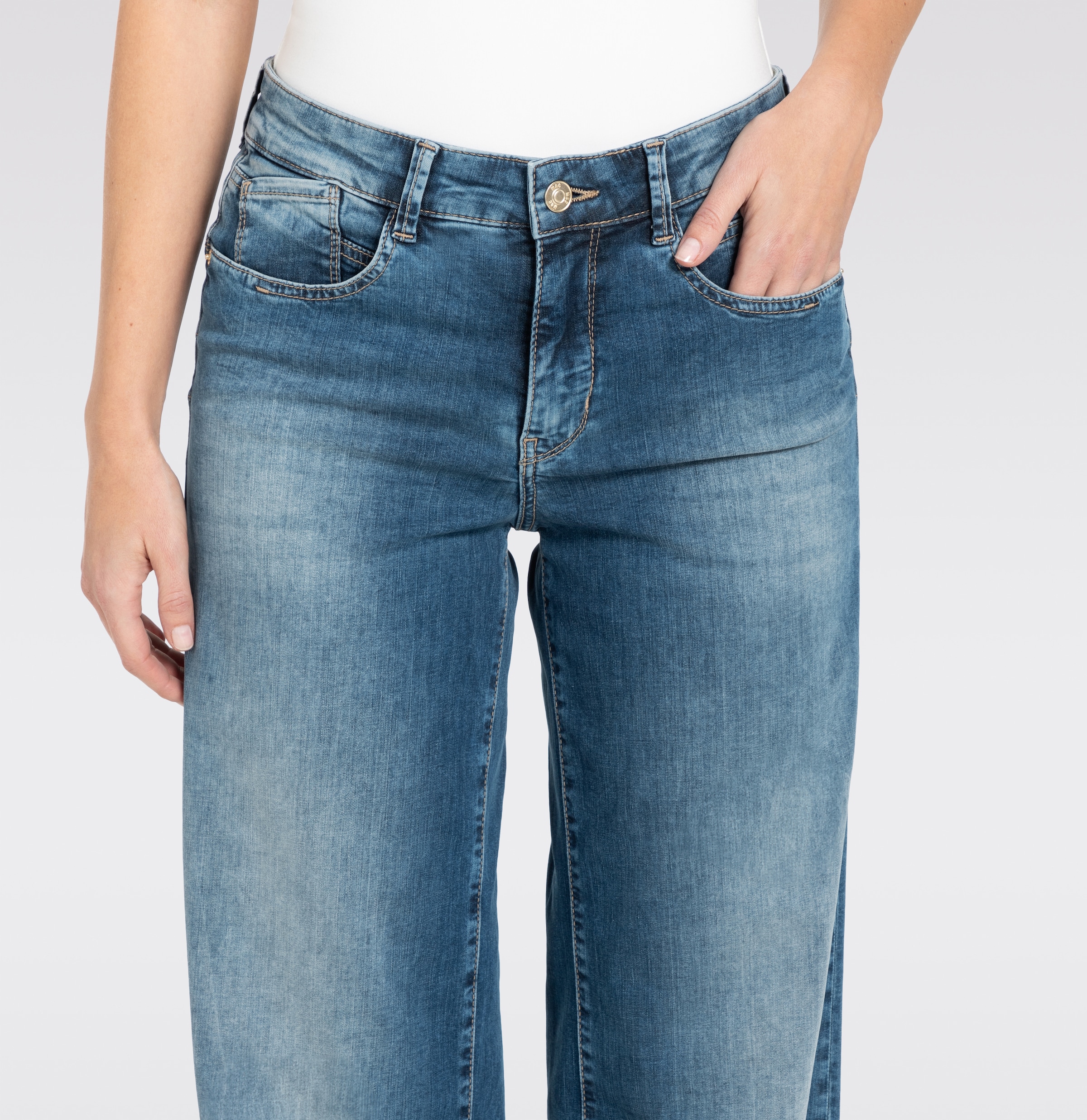 MAC Stretch-Jeans »RICH PALAZZO« Naht-Details an den Gesässtaschen