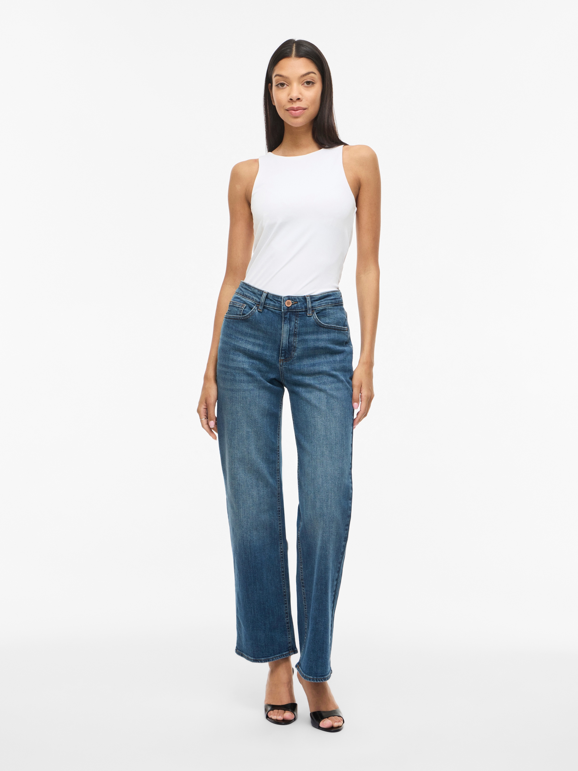 Vila Jeans droit »VILISA RW STRAIGHT JEANS ROS - NOOS« Mélange de coton, taille normale, coupe droite