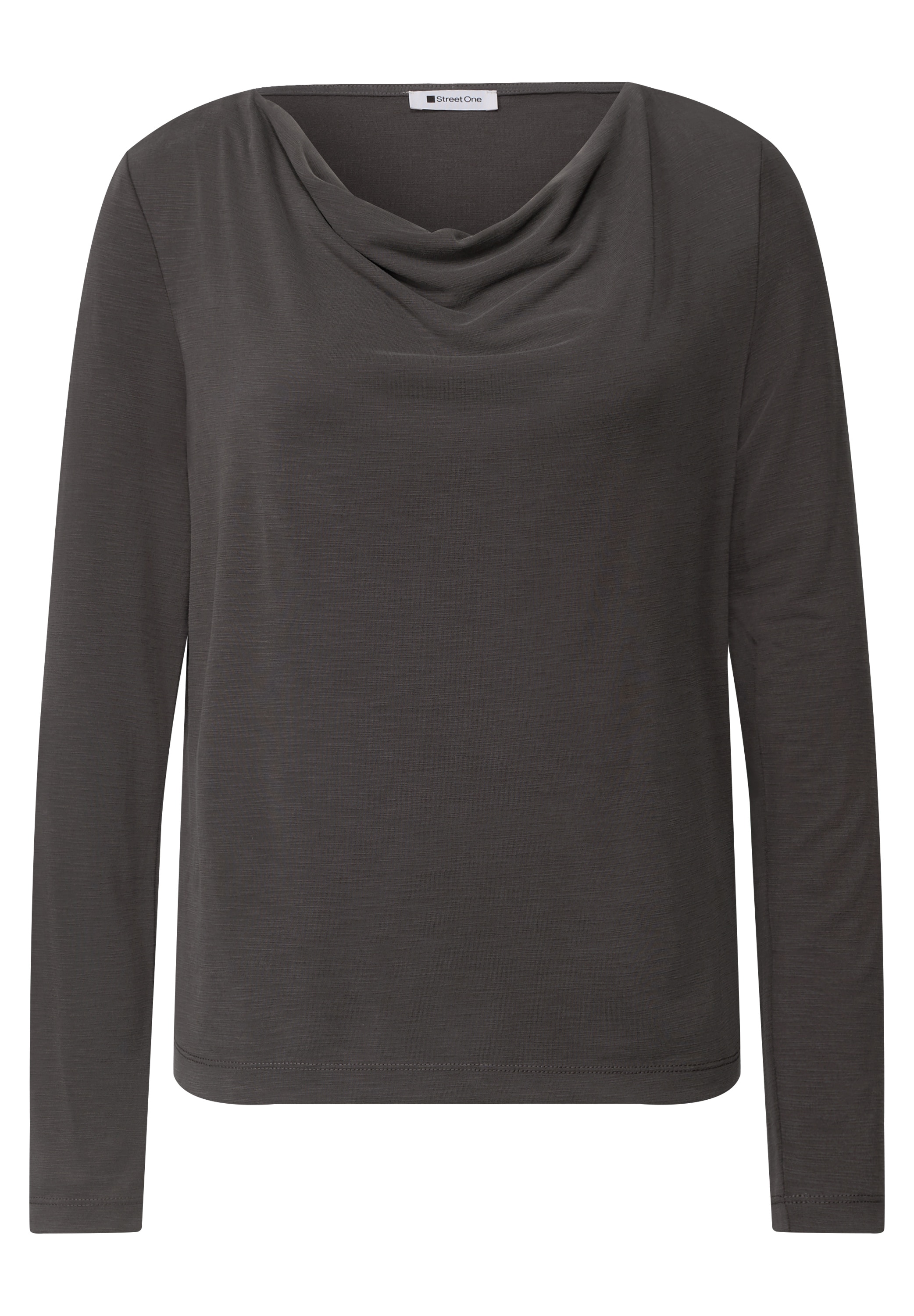 STREET ONE T-shirt cascade Silk-Look Shirt mit Wasserfall-Front
