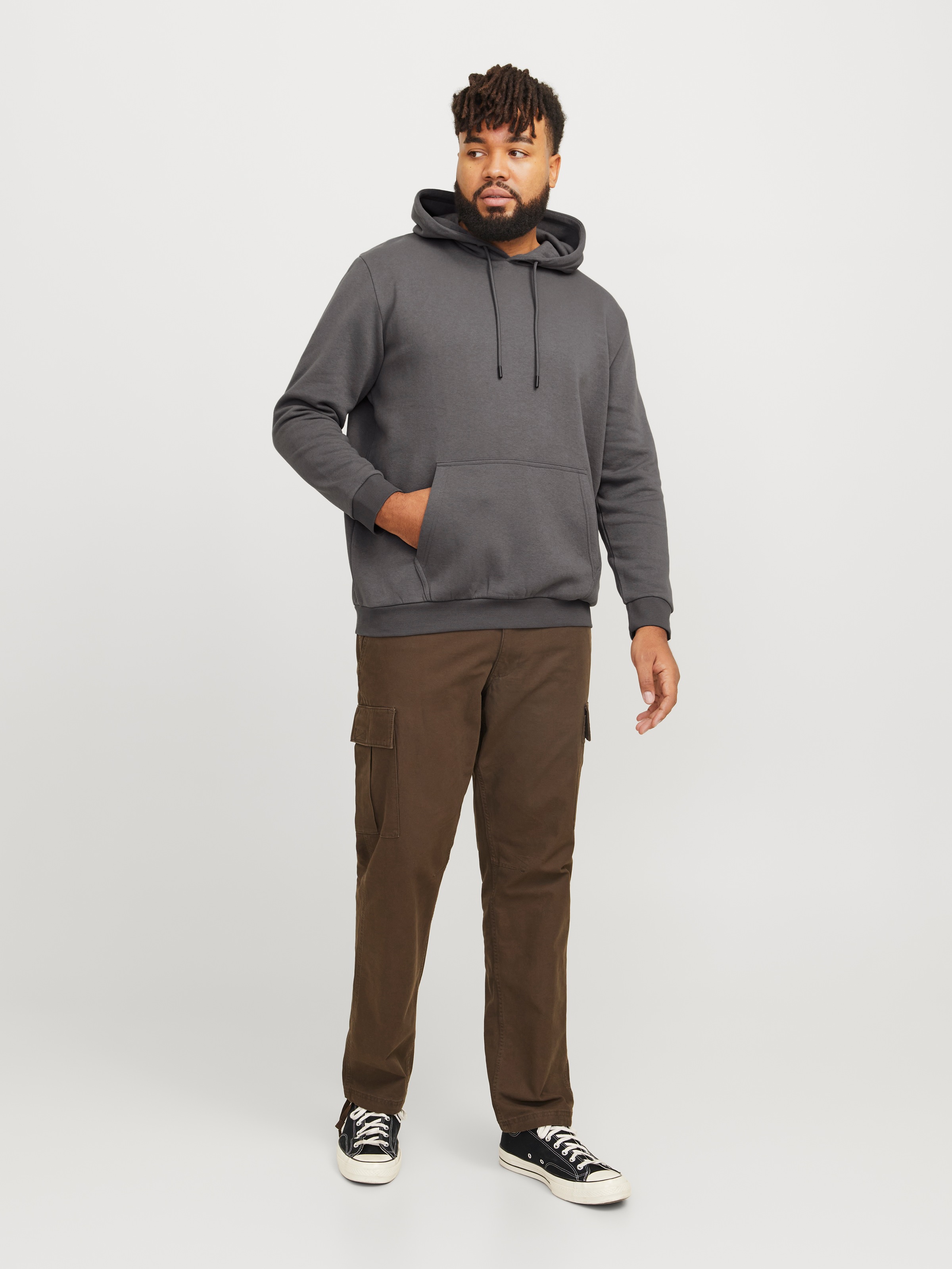 Jack & Jones PlusSize Sweat à capuche »JJEBRADLEY SWEAT HOOD NOOS PLS«, mit Rippbündchen
