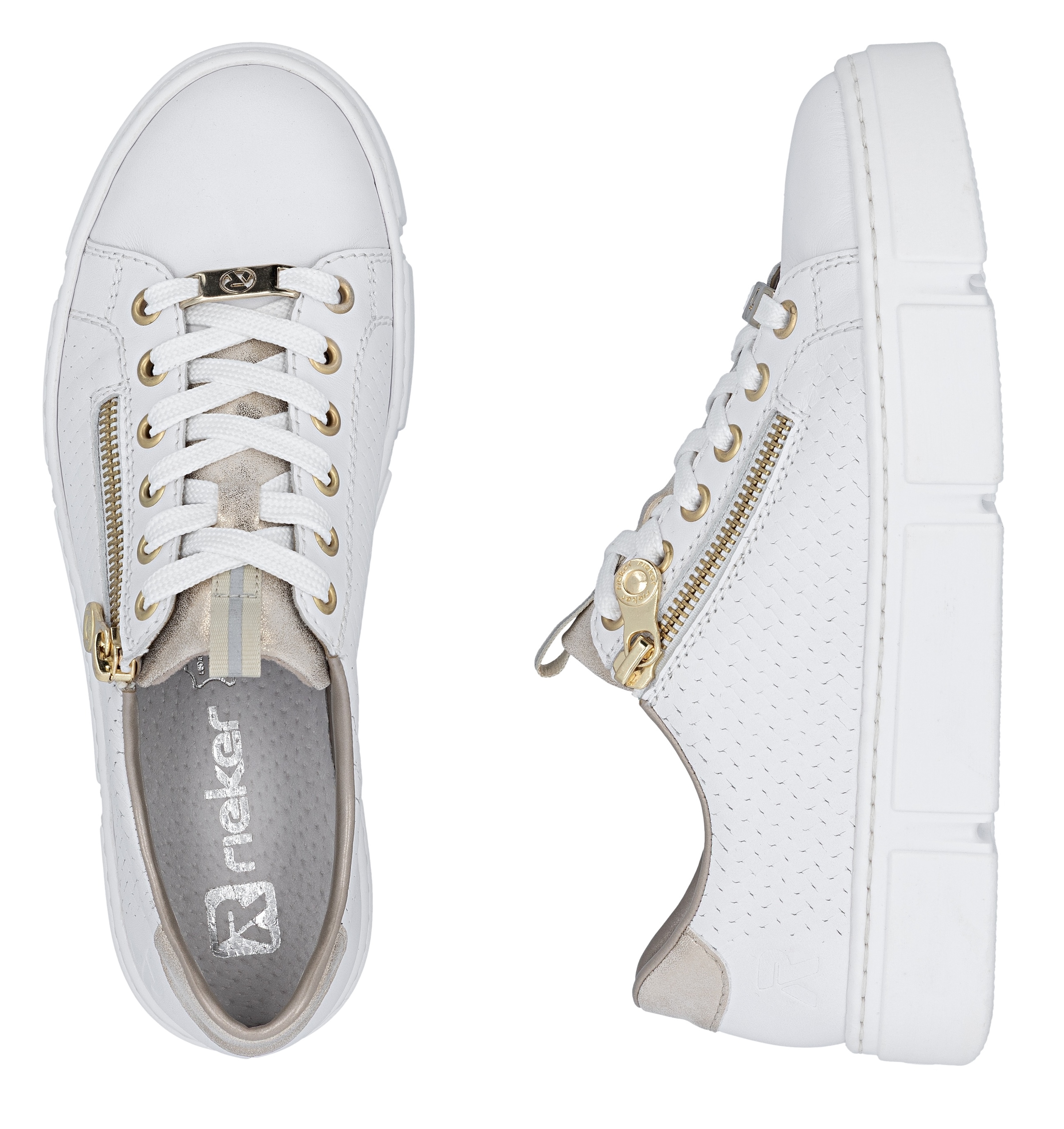 Rieker Baskets à plateforme  mit goldfarbenen Details, Freizeitschuh, Halbschuh, Schnürschuh