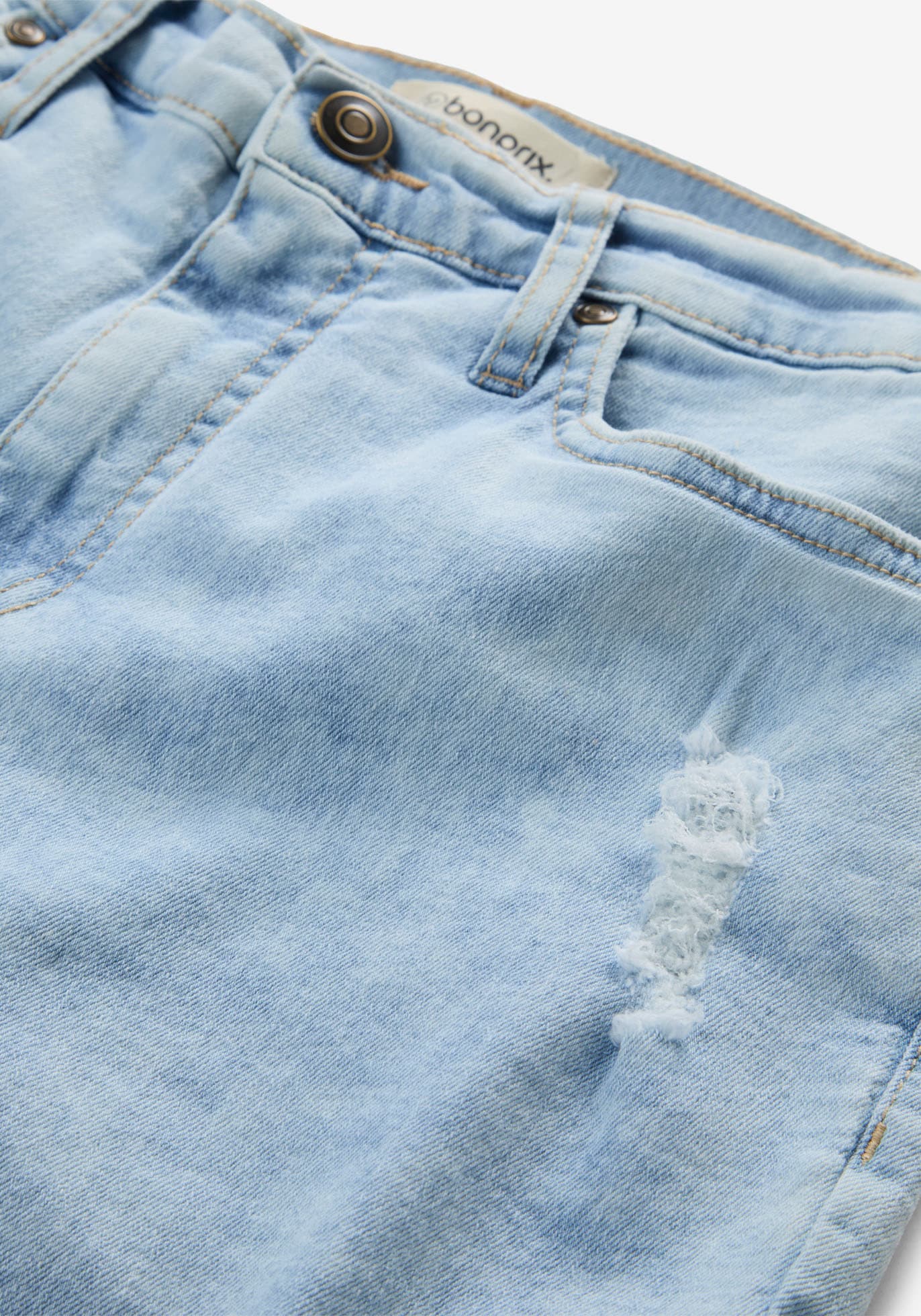 bonprix Mom-Jeans modischer Schnitt, Regular Fit, ausgefranster Saum