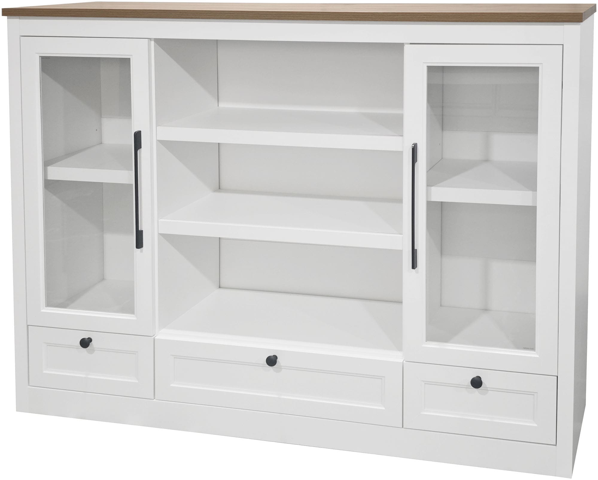 GOODproduct Highboard »Ismund« aus MDF, mit Holz-Zierleiste, schwarzen Metallgriffen, Höhe 121 cm