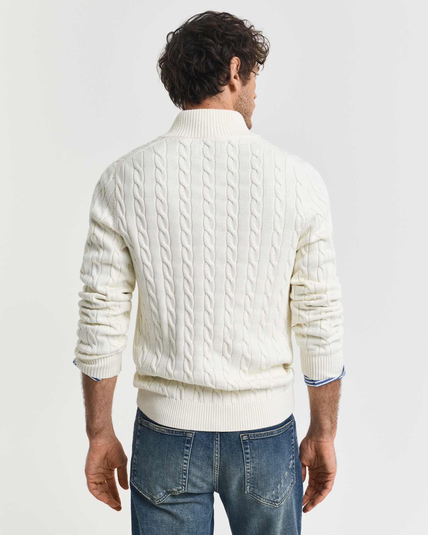 Gant Pull en tricot »COTTON CABLE HALF ZIP« Mit Rundhalsausschnitt