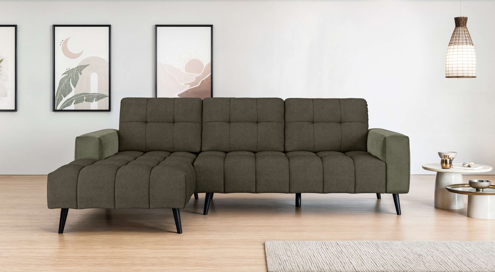 Home affaire Ecksofa »SERINE mit Recamiere rechts/links bestellbar, Masse B/H/T 253/91/161 cm« L-Form mit Wellenunterfederung, 3 Rückenkissen, ohne Bettfunktion