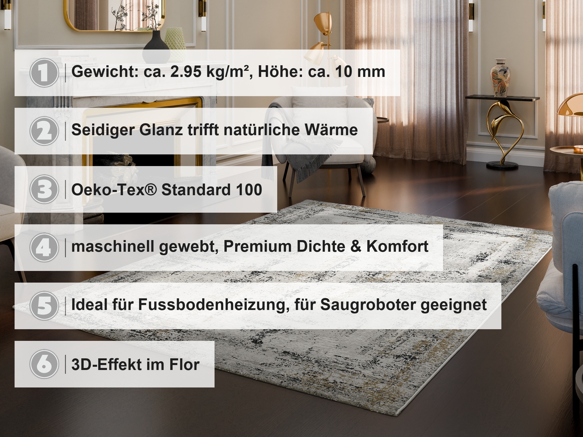 OCI DIE TEPPICHMARKE Tapis »MANCHESTER DELMONT« Rectangulaire 10 mm Höhe Tapis design à poils ras de haute qualité