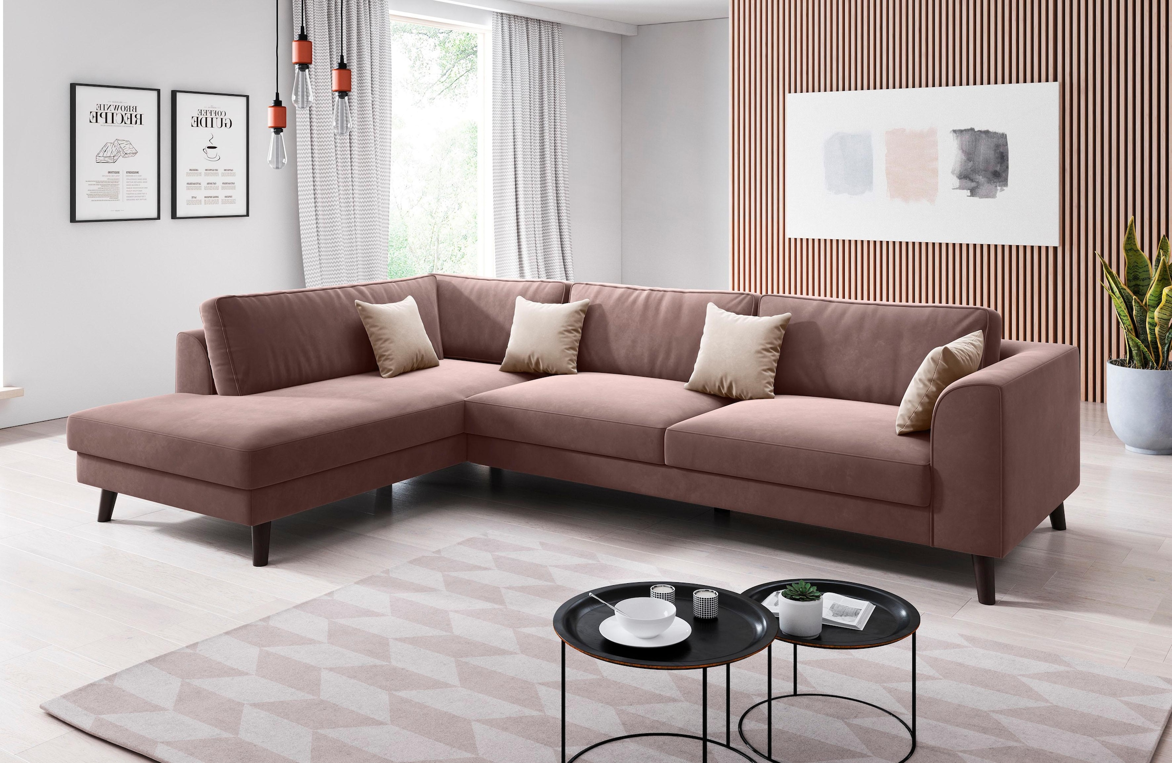 Home affaire Ecksofa »Laurentia, L-Form« mit 4 Zierkissen, Ottomane links oder rechts bestellbar