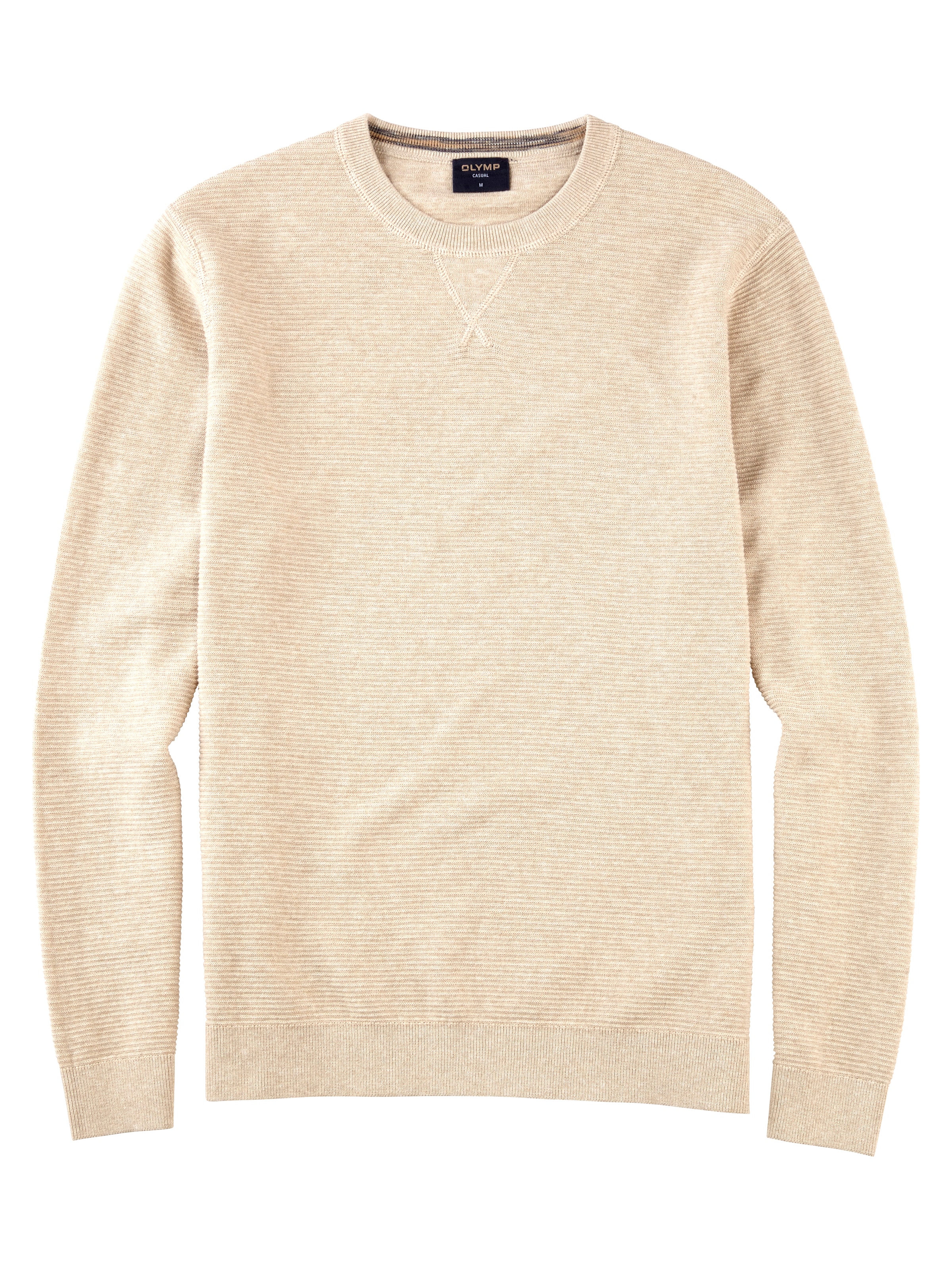 OLYMP Pull à col rond »OLYMP Strick Casual« avec motif structuré à la mode