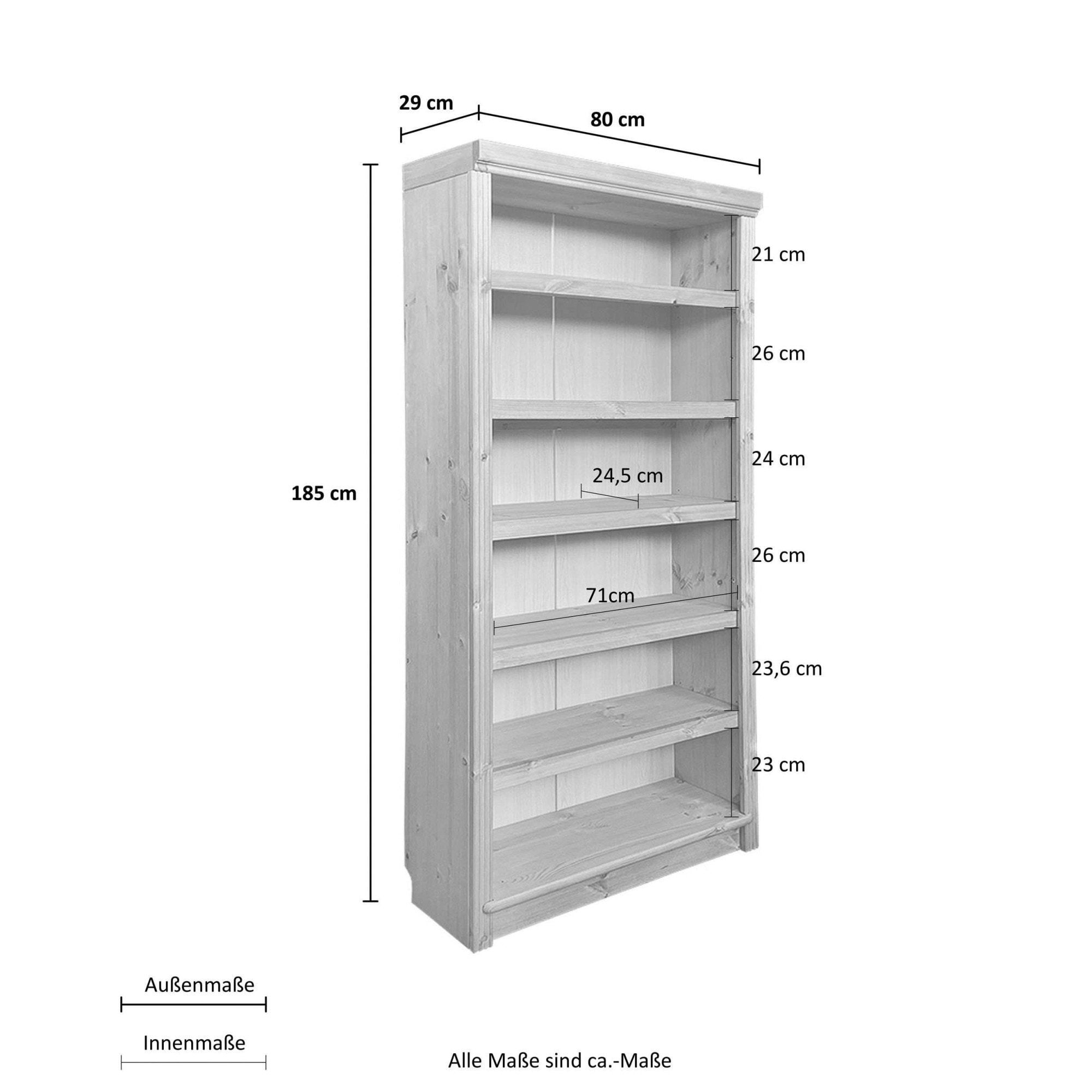 GOODproduct Bücherregal »Soeren Regal B/T/H: 80/29/185 cm, 6 Fächer« aus massiver Kiefer, FSC®-zertifiziert