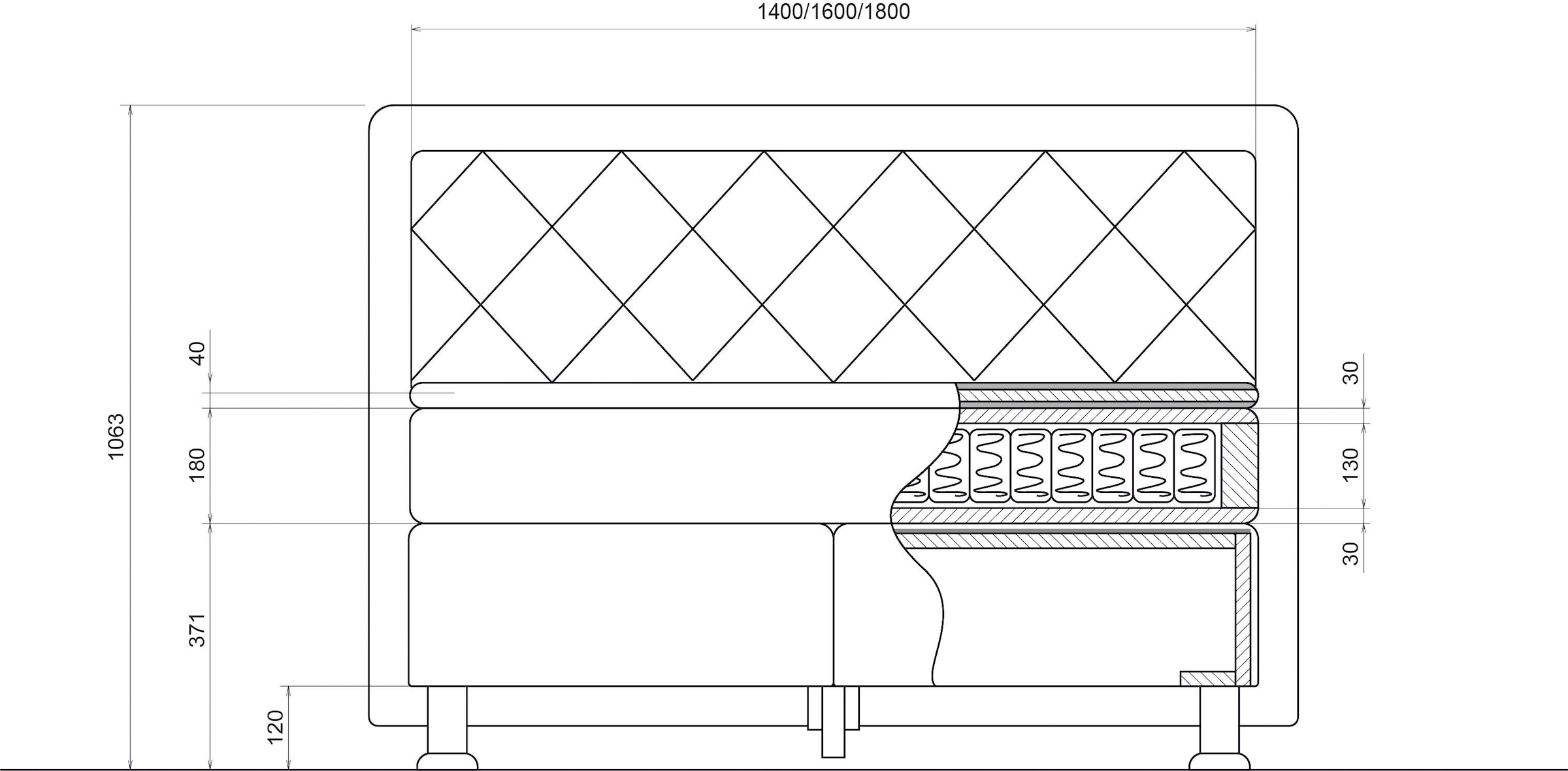 ATLANTIC home collection Boxbett »Helen« Tonnentaschenfederkern-Matratze und Topper, wahlweise mit Bettkasten