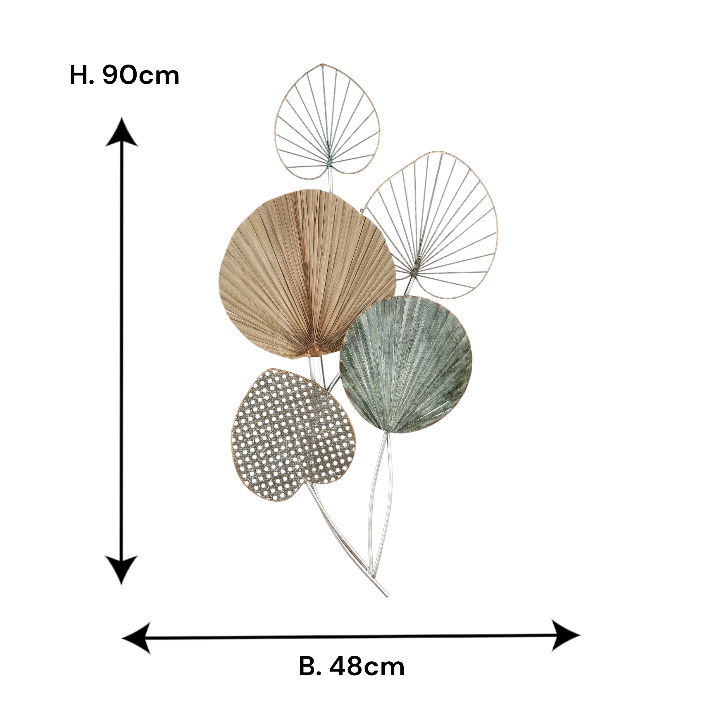 GILDE Objet de décoration murale »Wandrelief 5 Blätter« Wanddeko Bilder Metall, 3D,  Blumen Blätter