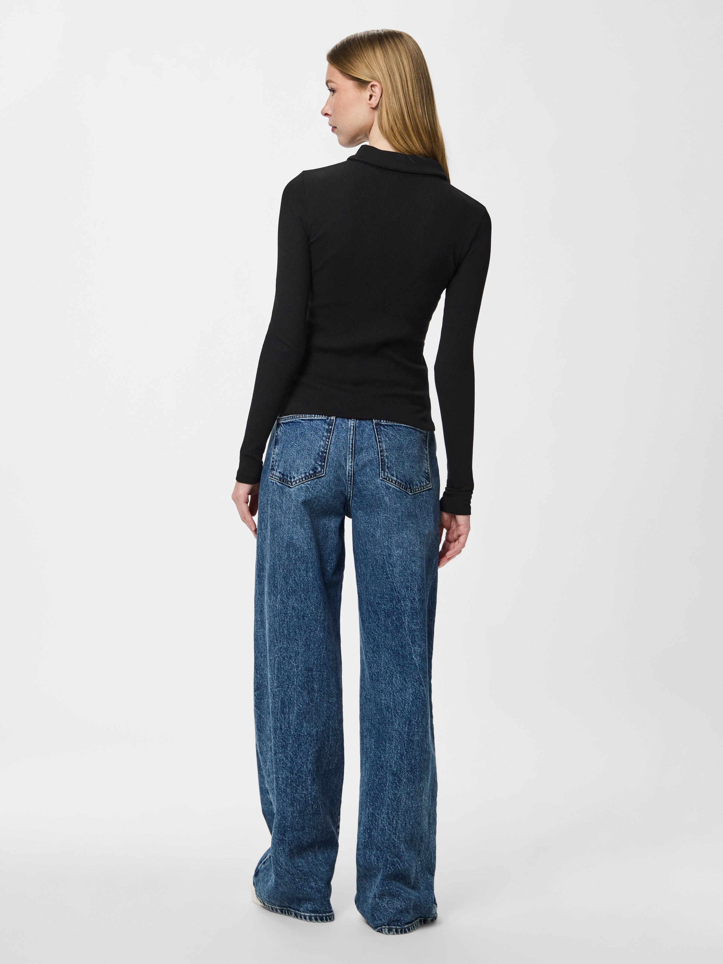 pieces Polo à manches longues »PCKITTE LS POLO TOP JRS NOOS« mit gerippter Struktur