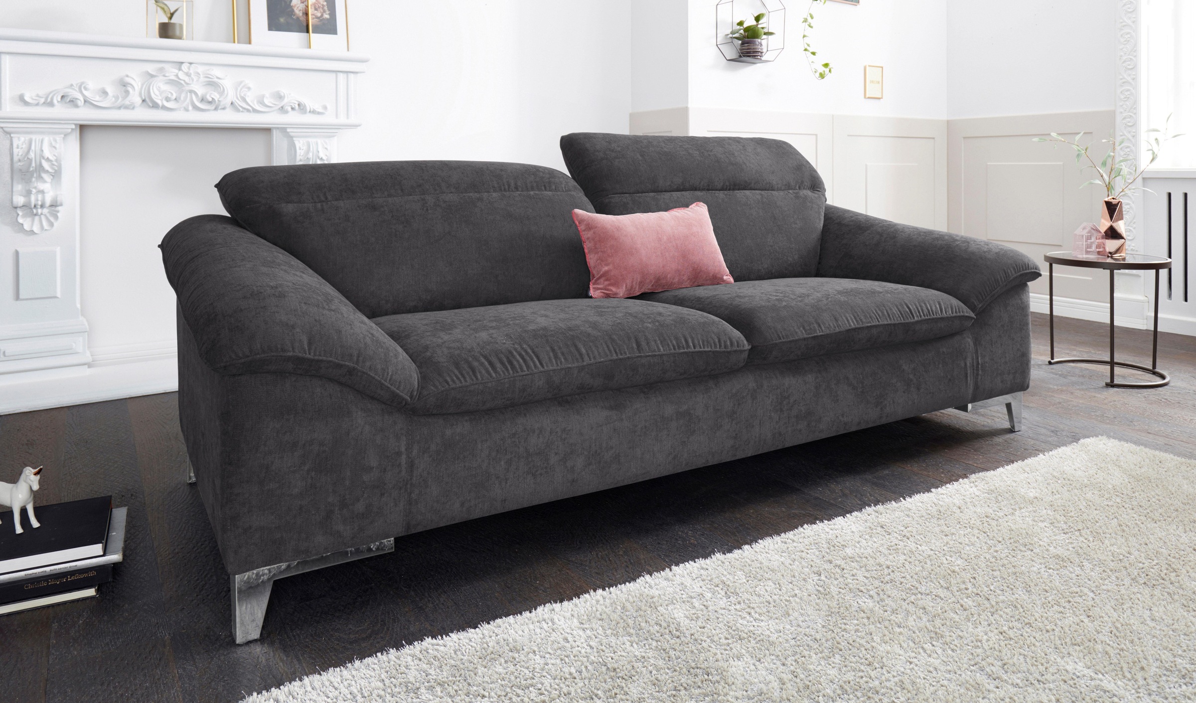 COTTA Ensemble rembourré »Teresa« Set,  Set bestehend aus: 3-Sitzer mit Kopfteilverstellung & Hocker