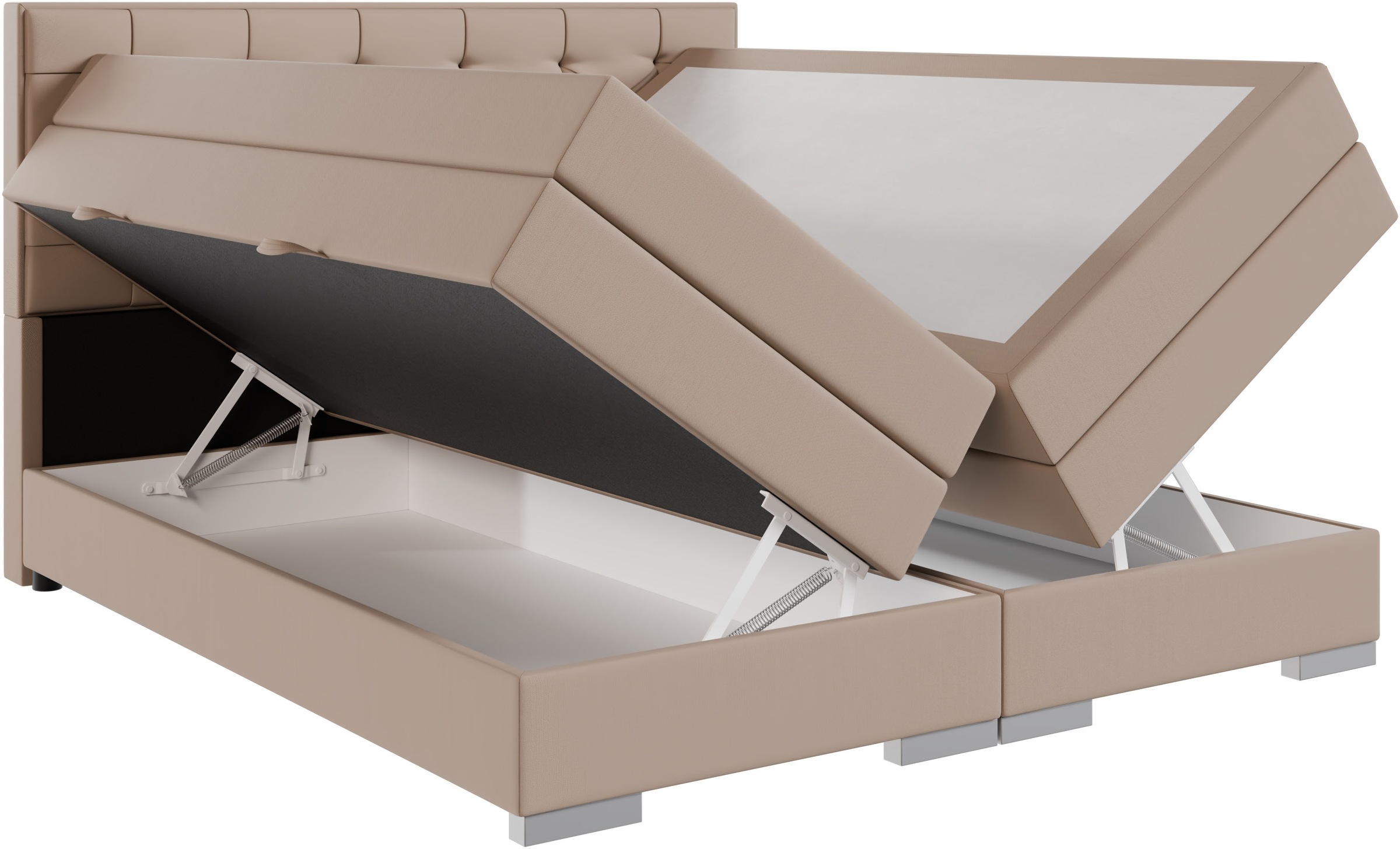 FORTE Lit boxspring »Lanciano« matelas à ressorts ensachés 7 zones avec deux degrés de fermeté (H2/H3),  disponible en largeurs 140 cm, 160 cm & 180 cm
