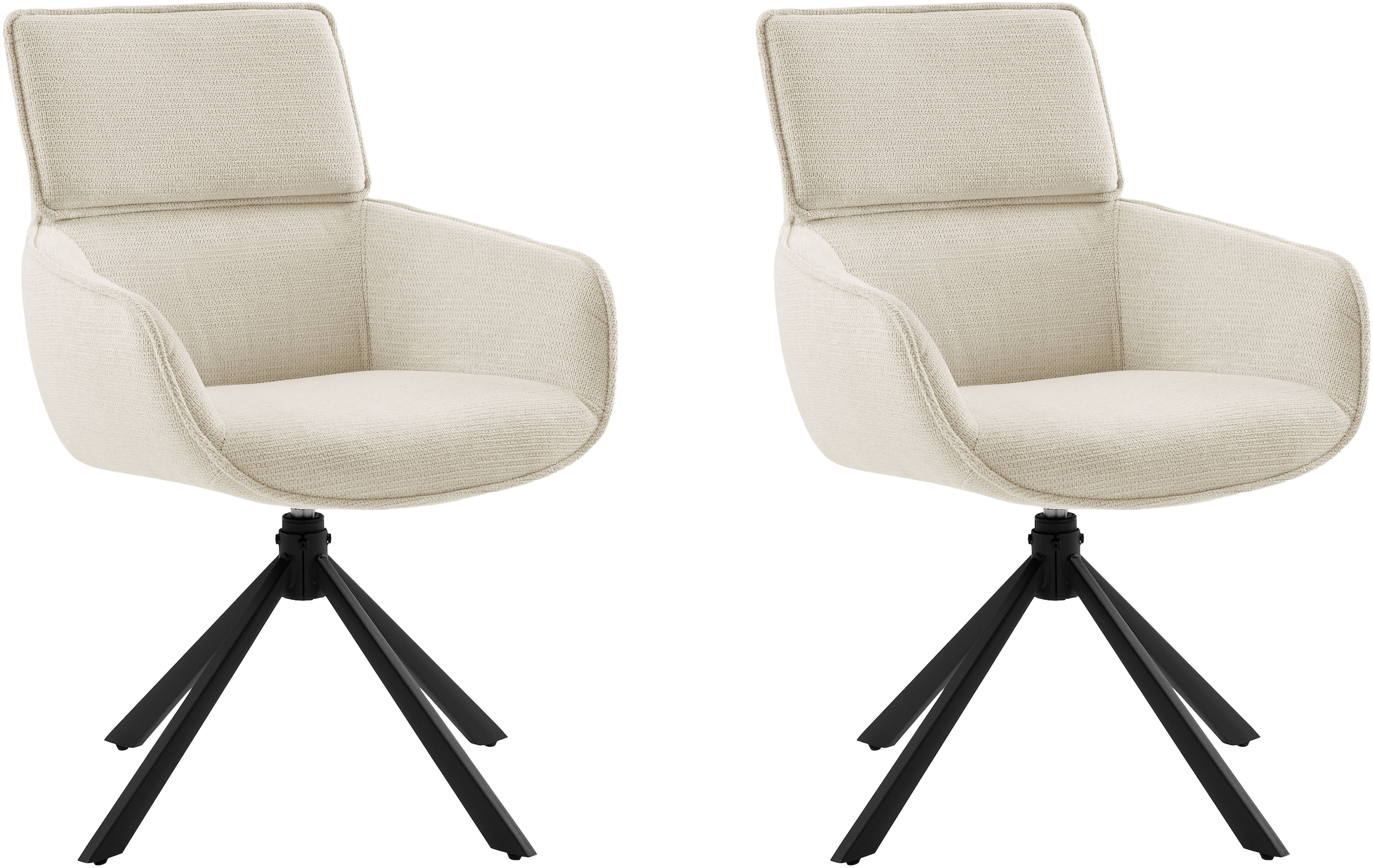 GOODproduct Essgruppe »Cusey, besteht aus einem Esstisch und vier Stühlen« Set, Stühle drehbar, Esstisch 160 cm, 4 cm starke Tischplatte, 5 Stk. tlg. kratzfester Tisch in Holzoptik, drehbare Stühlen, atmungsaktivem Stoff