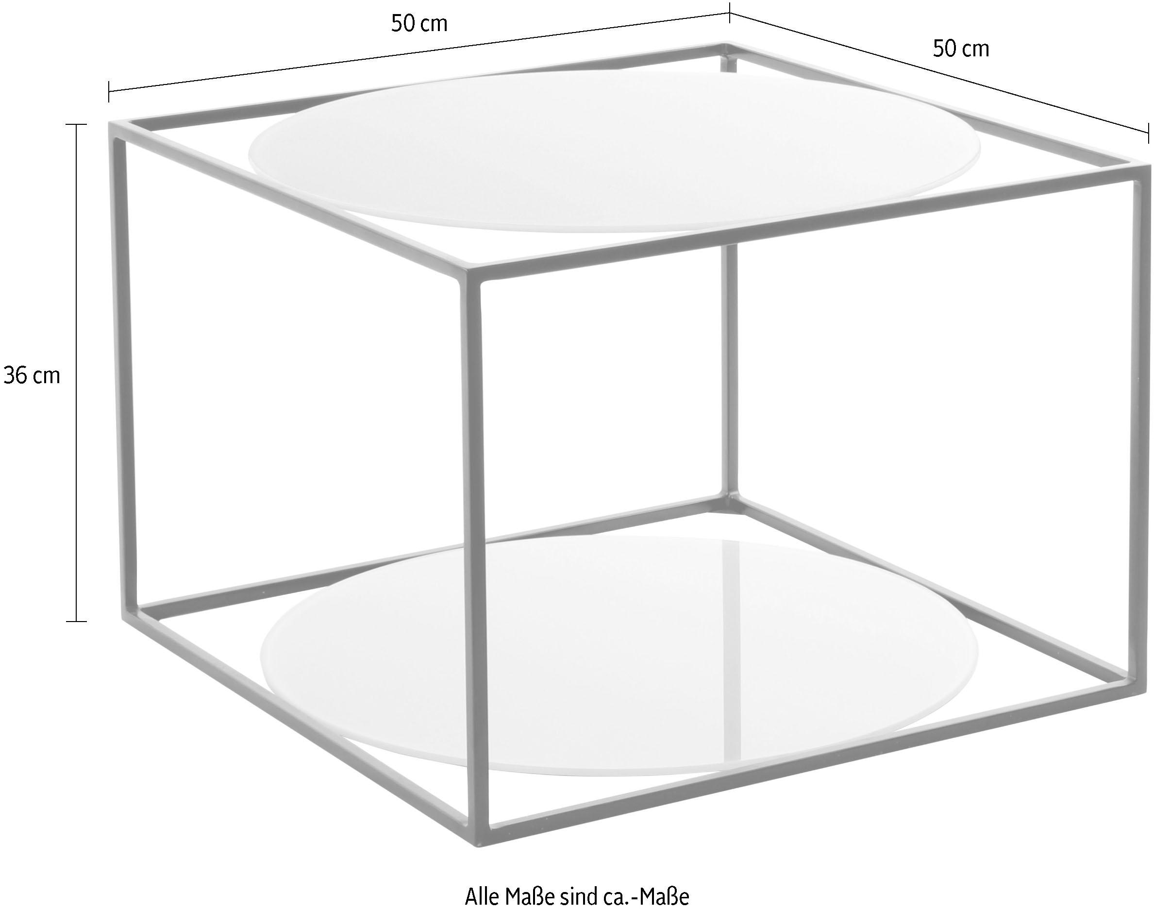 Kayoom Table d'appoint »Cody, Beistelltisch in Würfelform, offenes, modernes Design« 1 cuis tlg. moderne Kubusform mit runden Ablageflächen aus Glas